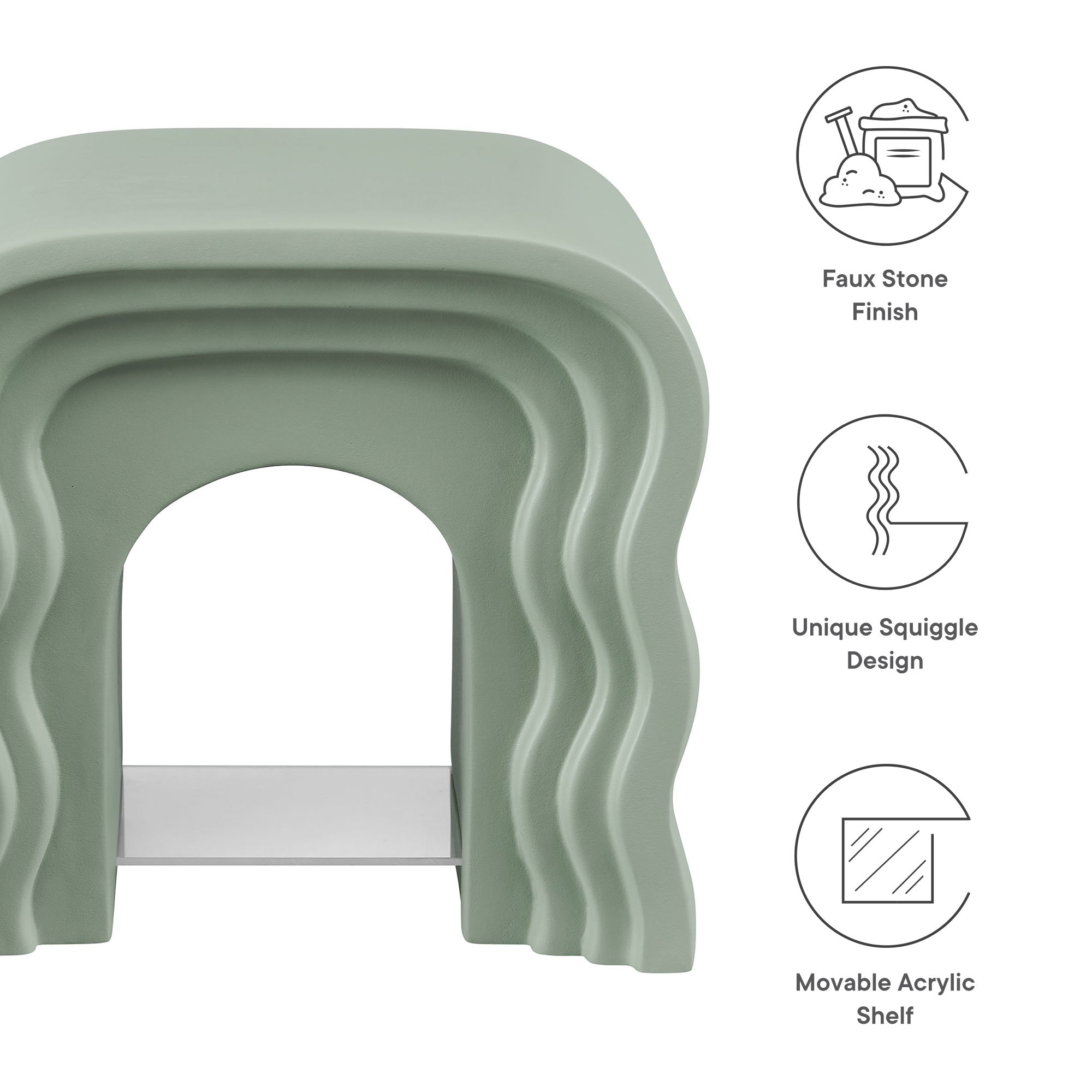 Jorin Squiggle Side Table, Sage