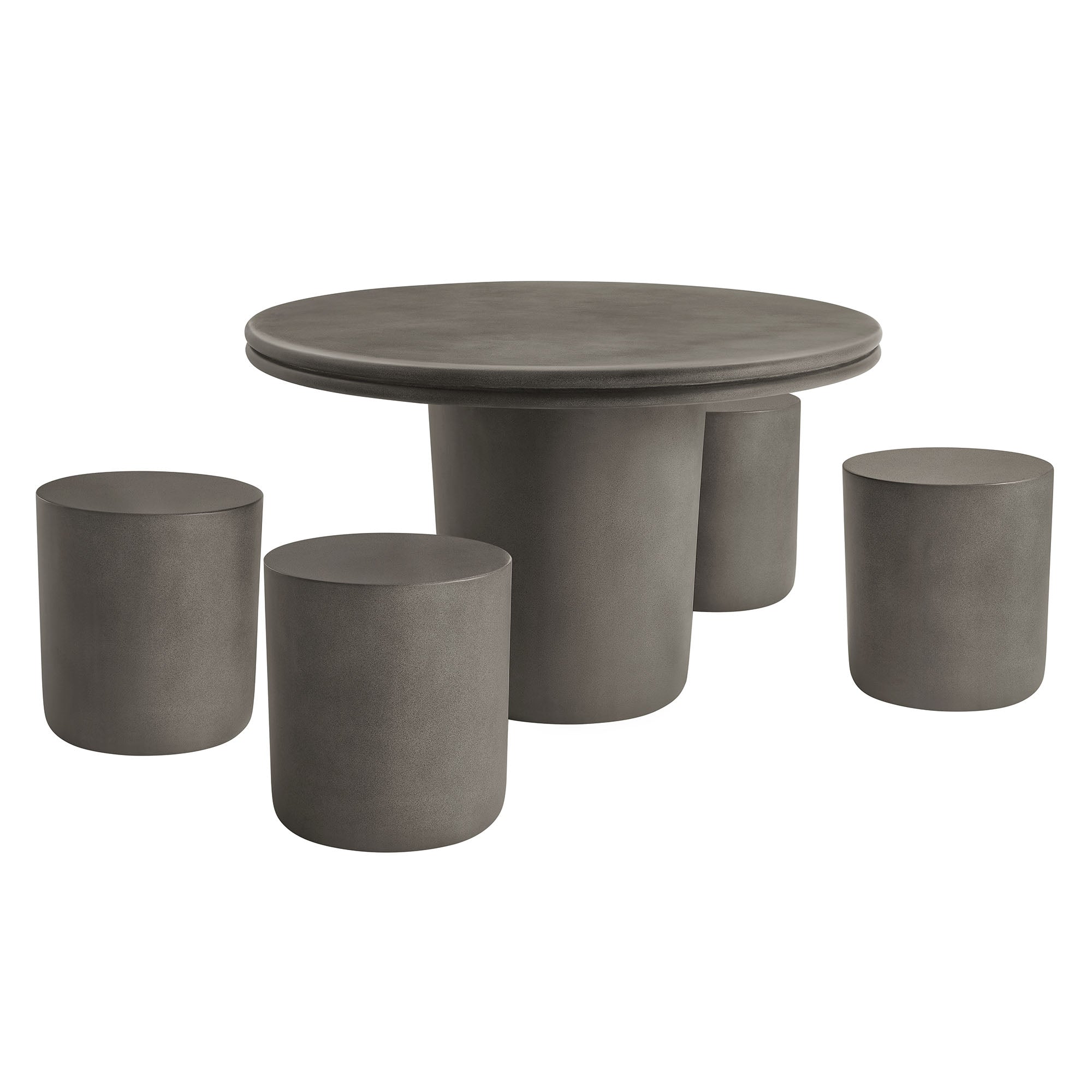 Brion Indoor - Outdoor Patio Concrete 5 Piece Dining Table Set, Gray