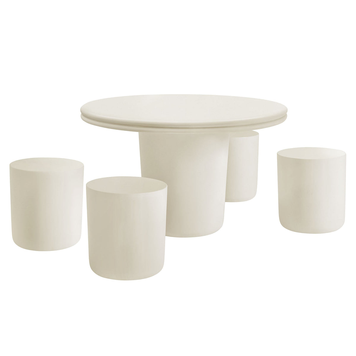 Brion Indoor - Outdoor Patio Concrete 5 Piece Dining Table Set, White