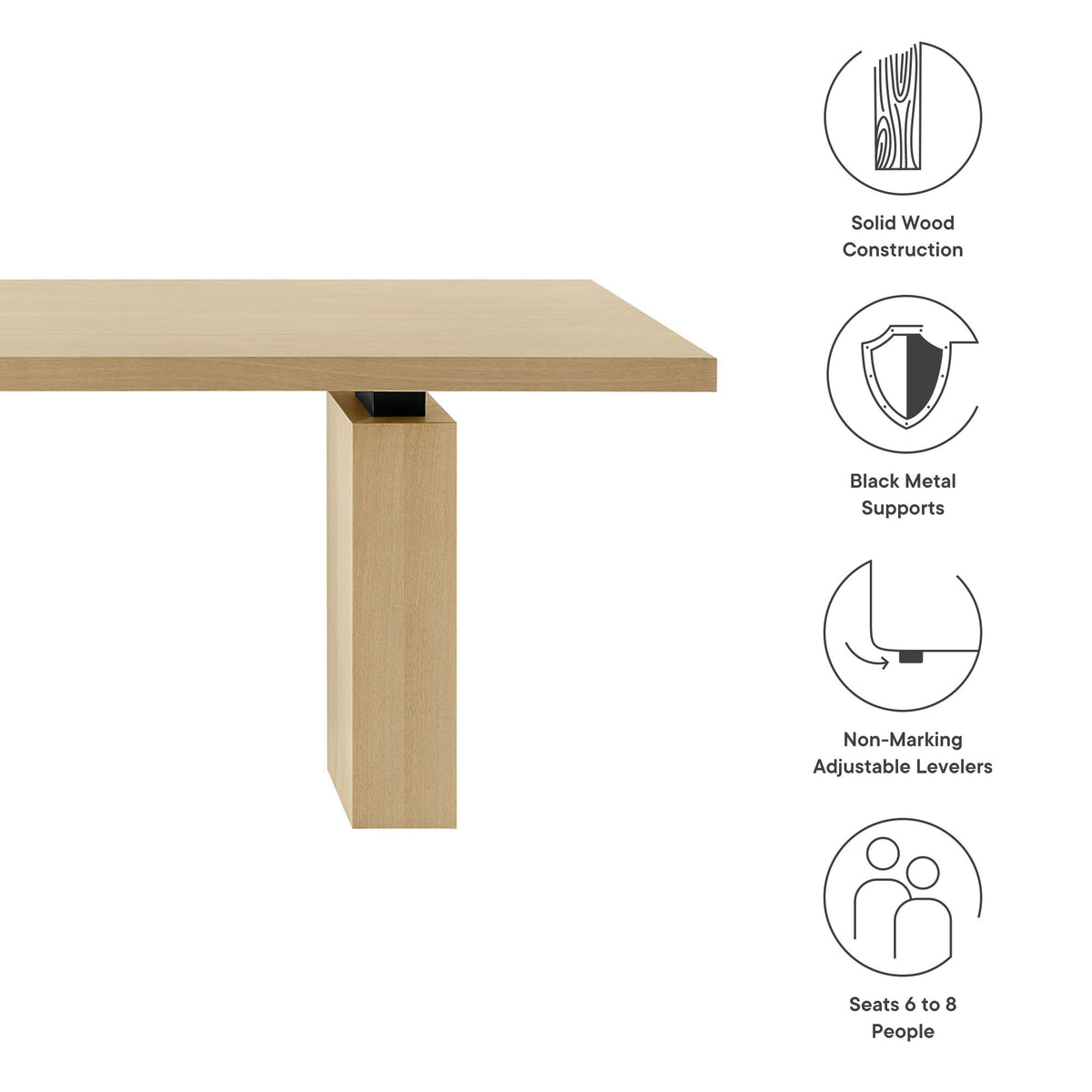 Piston 82" Rectangular Wood Dining Table, Natural