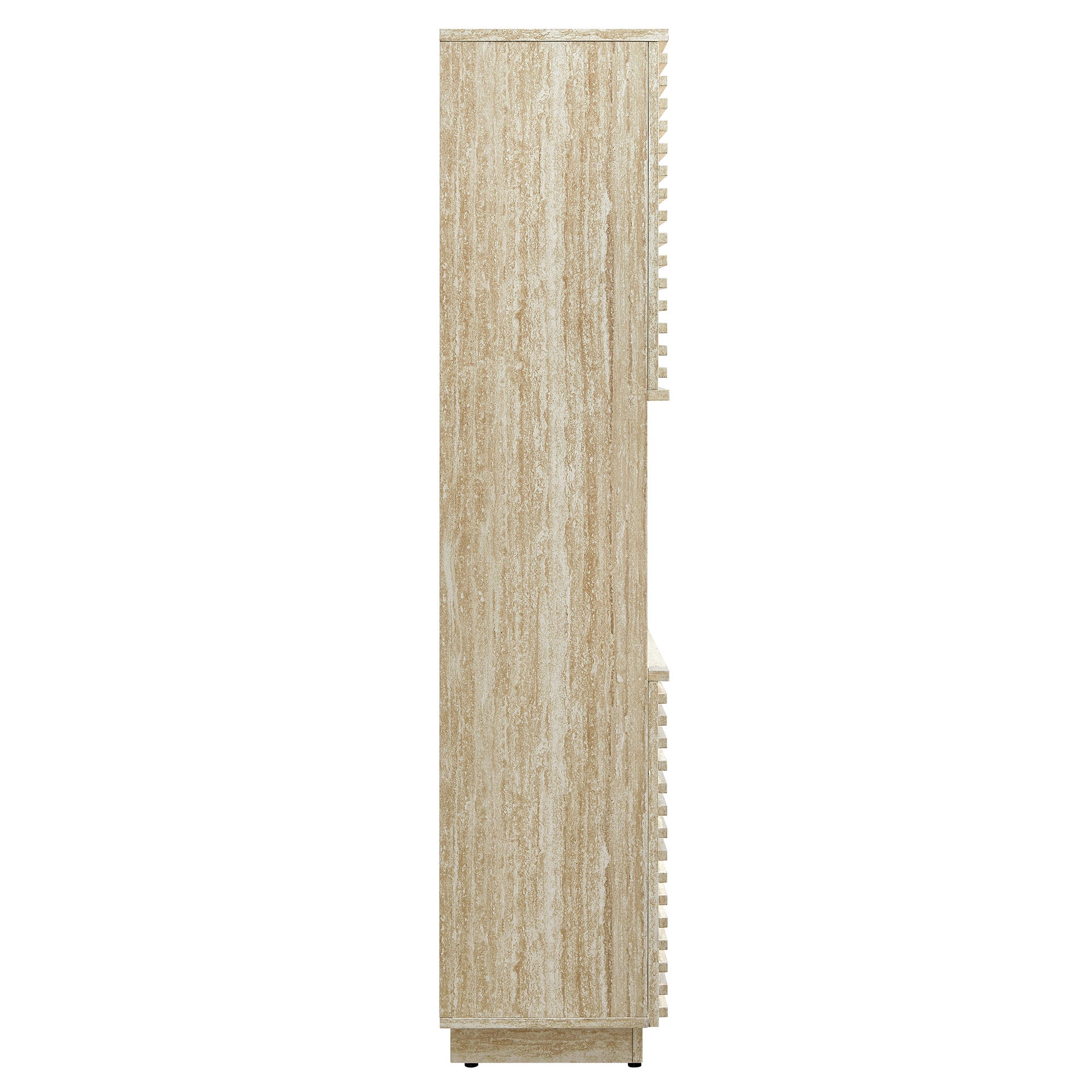Render Tall Faux Travertine Linen Storage Cabinet, Travertine