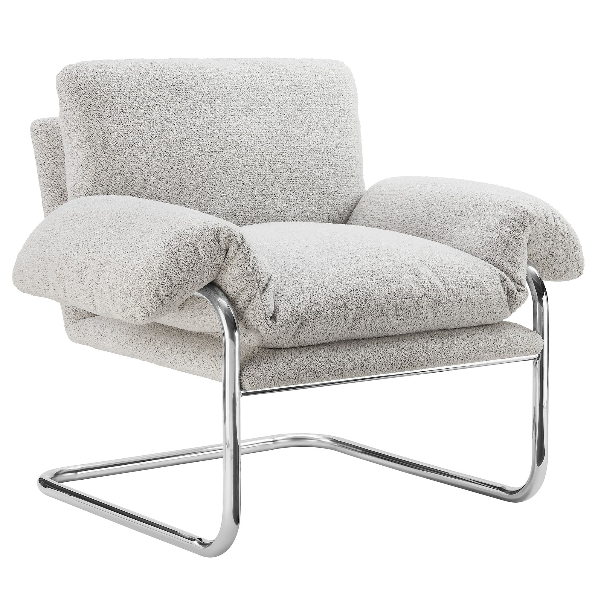 Ansel Boucle Fabric Accent Chair, Newsprint
