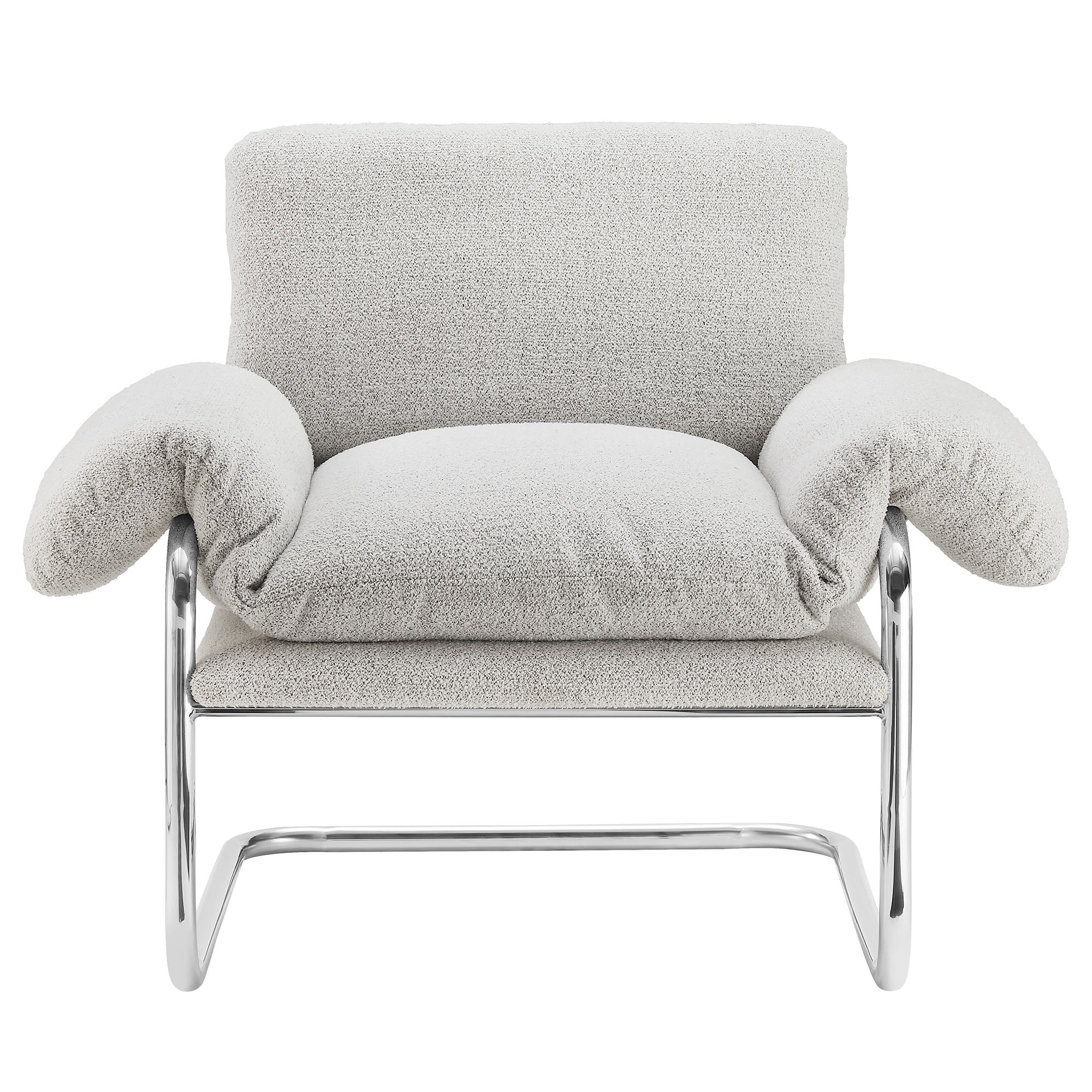Ansel Boucle Fabric Accent Chair, Newsprint