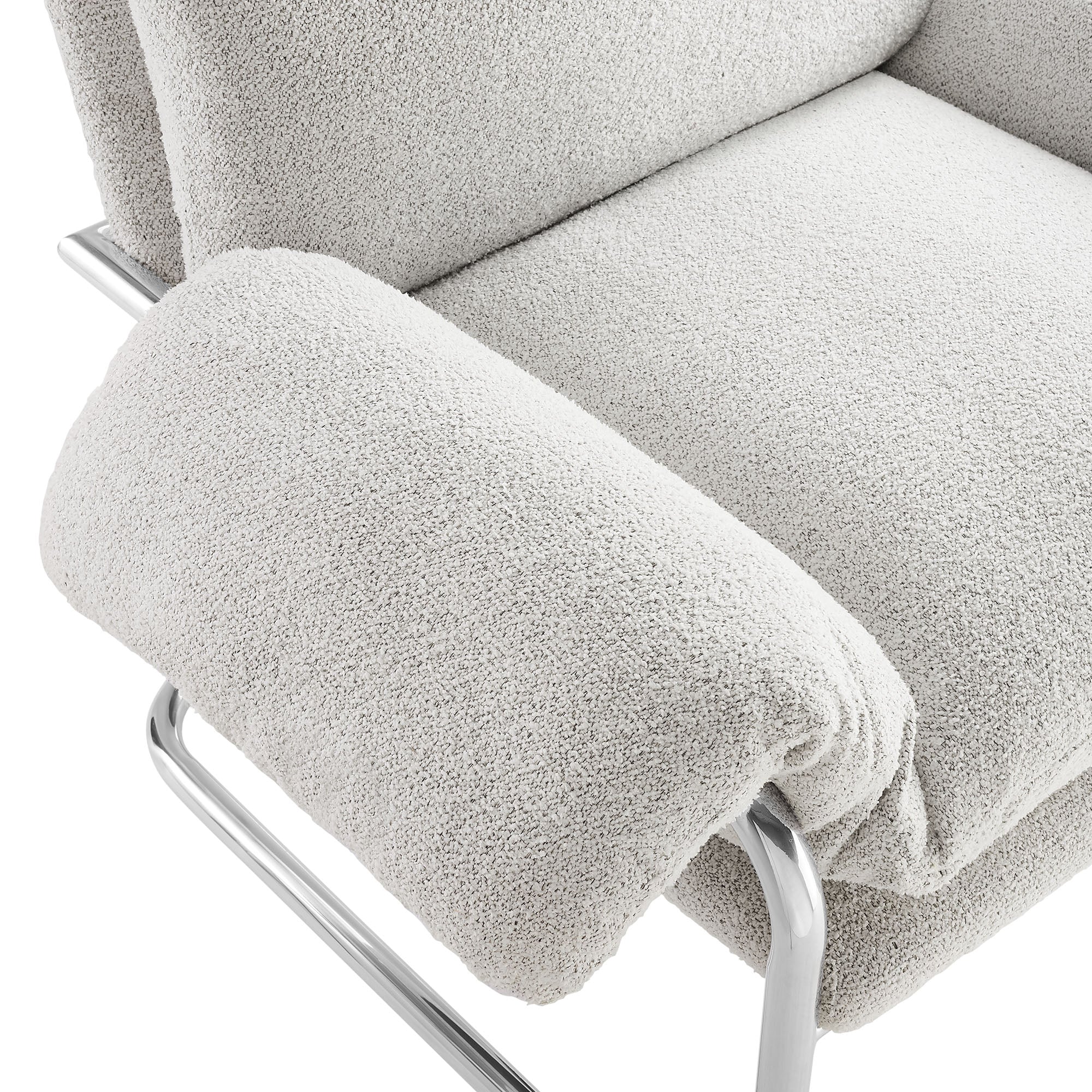 Ansel Boucle Fabric Accent Chair, Newsprint