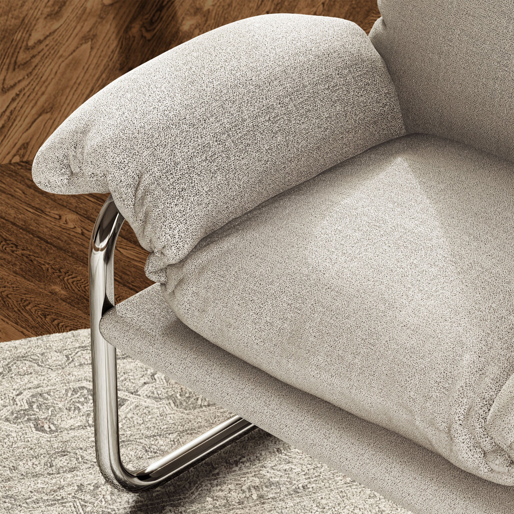 Ansel Boucle Fabric Accent Chair, Newsprint