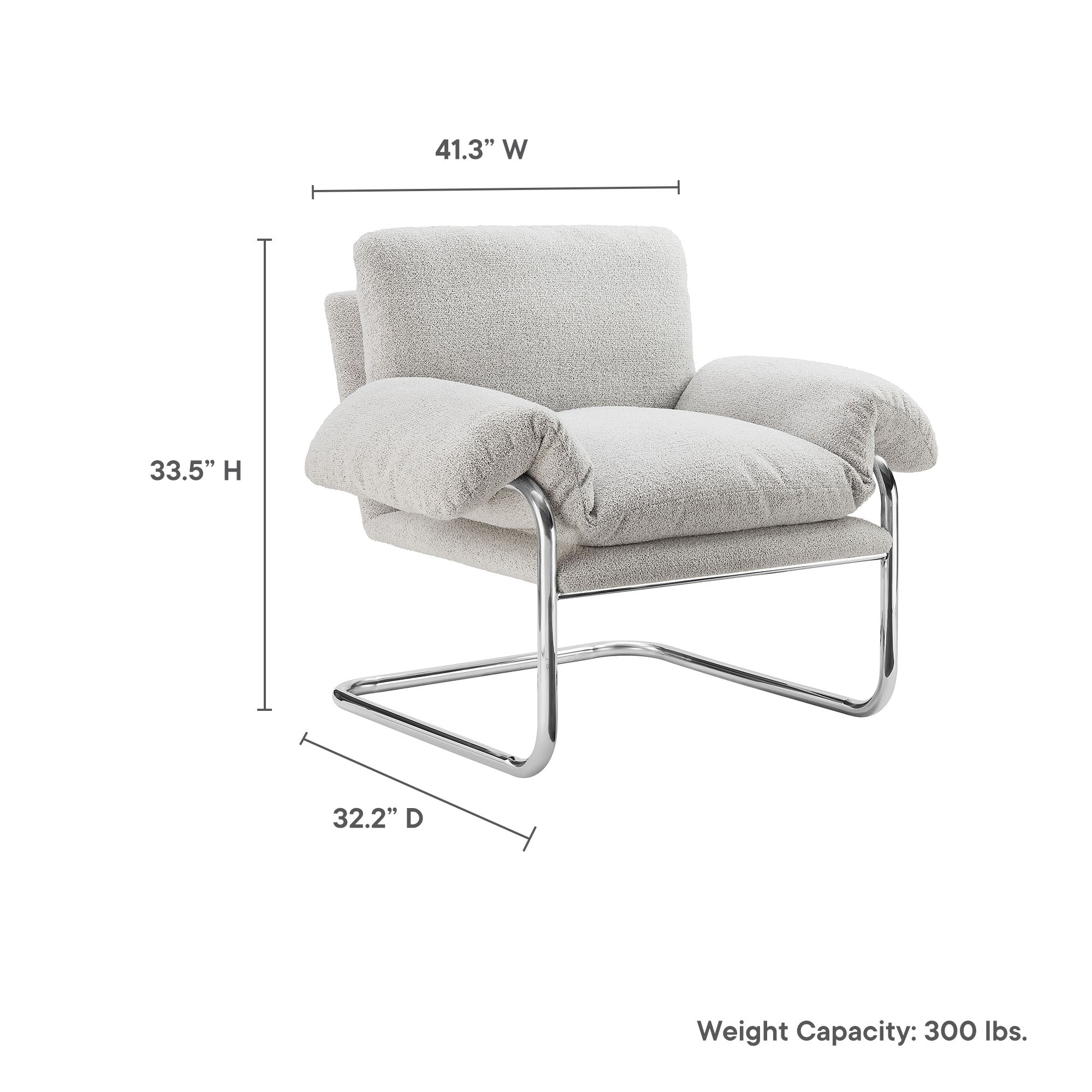 Ansel Boucle Fabric Accent Chair, Newsprint