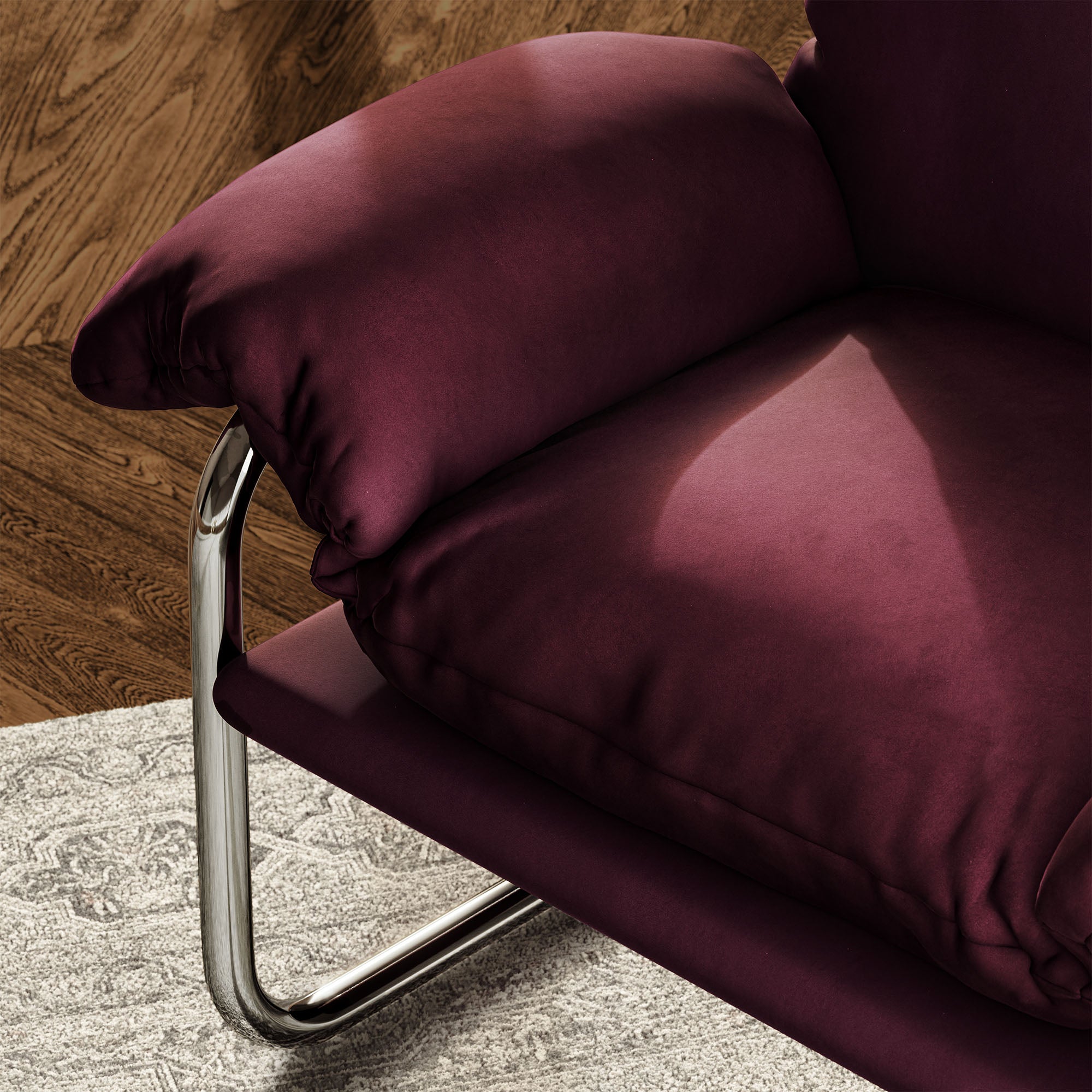 Ansel Performance Velvet Accent Chair, Mulberry