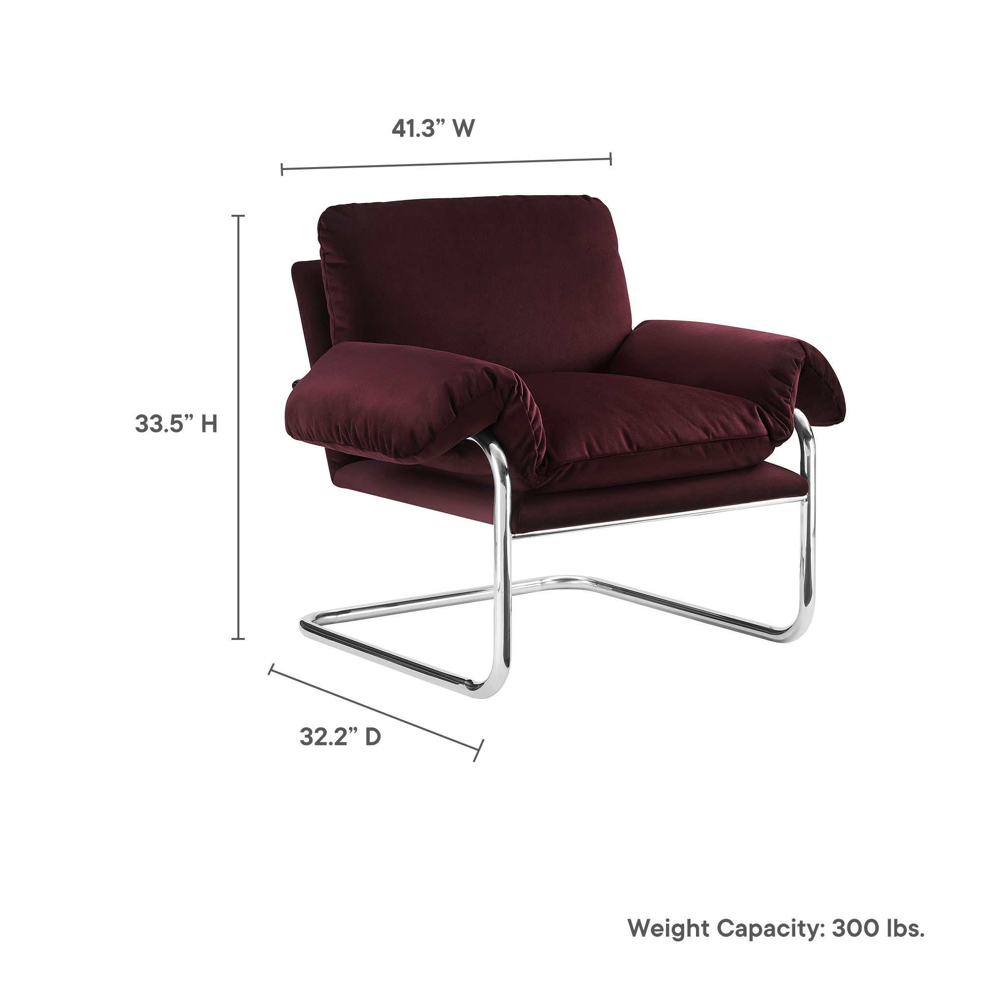 Ansel Performance Velvet Accent Chair, Mulberry
