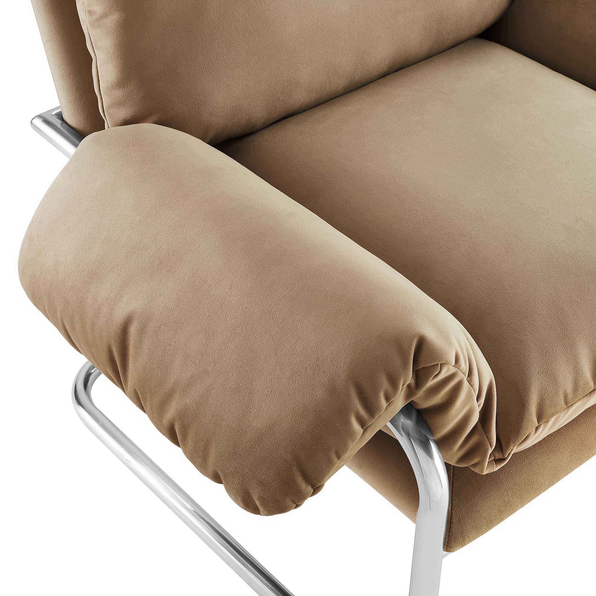 Ansel Performance Velvet Accent Chair, Taupe