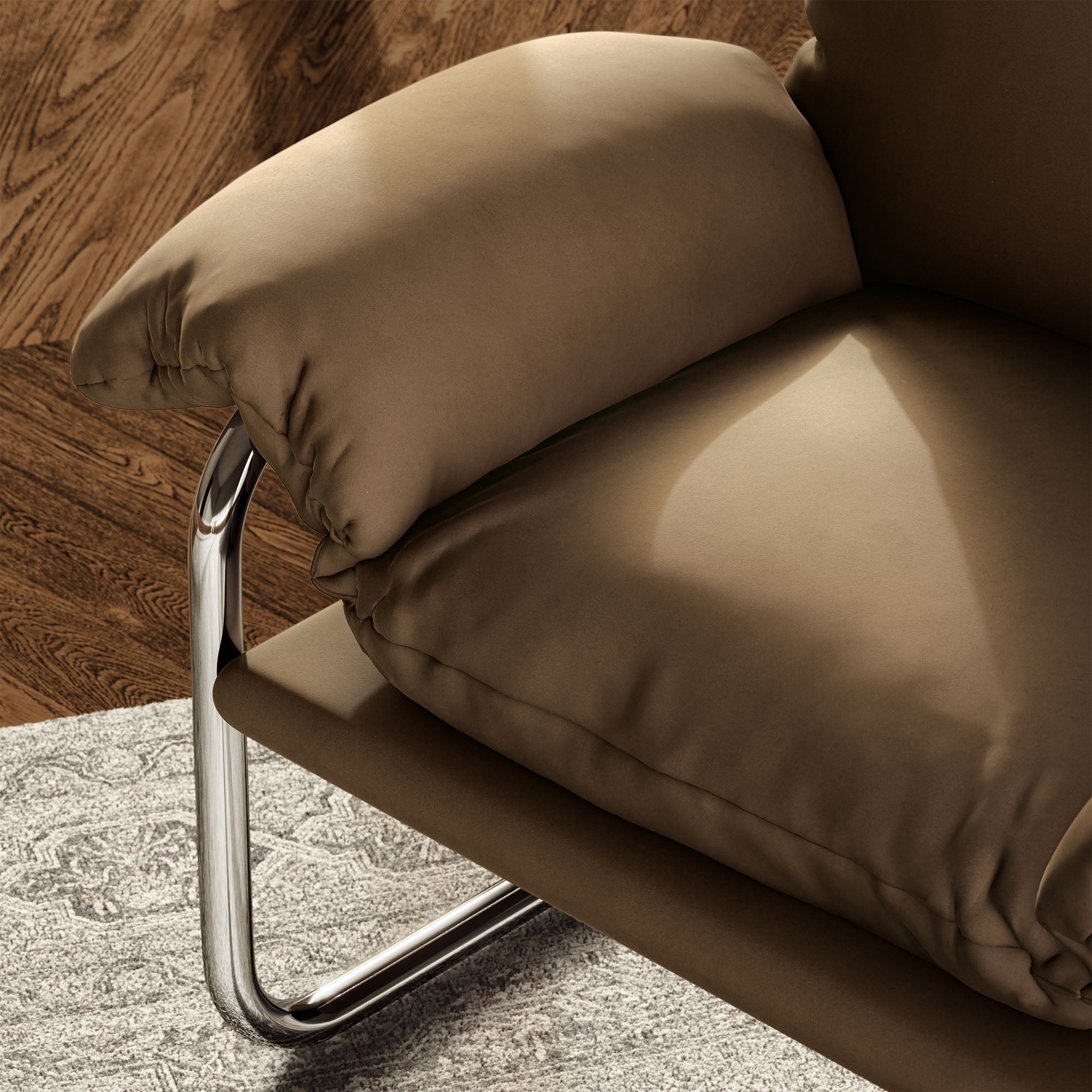 Ansel Performance Velvet Accent Chair, Taupe