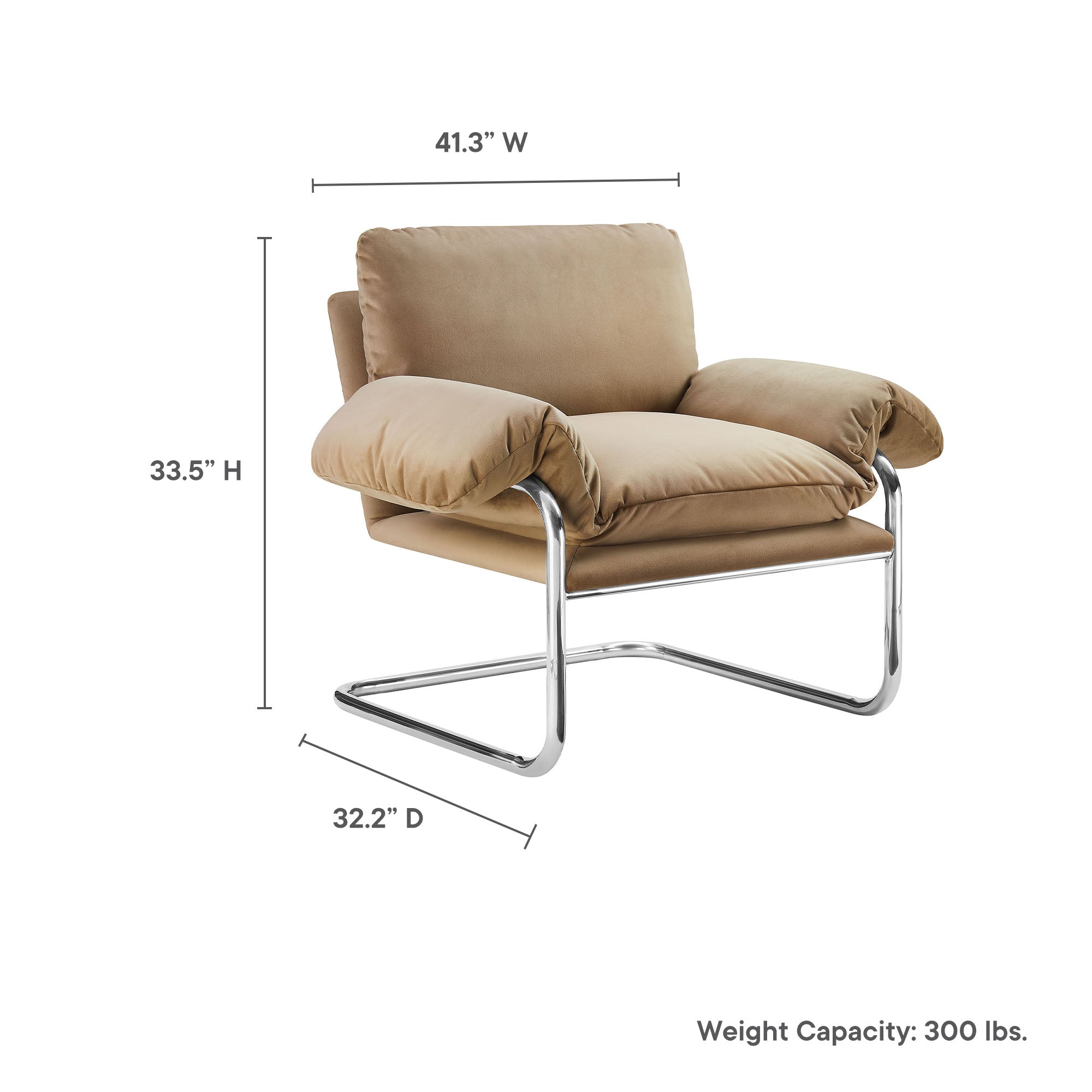 Ansel Performance Velvet Accent Chair, Taupe