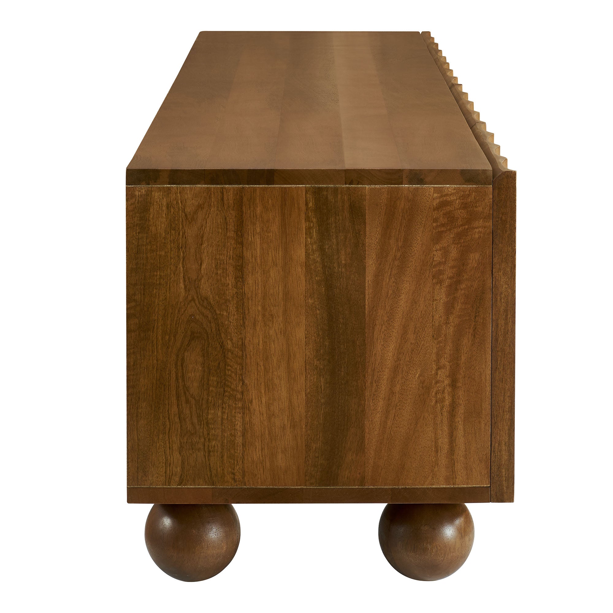 Sorren Scalloped 71" Wood TV Stand, Walnut