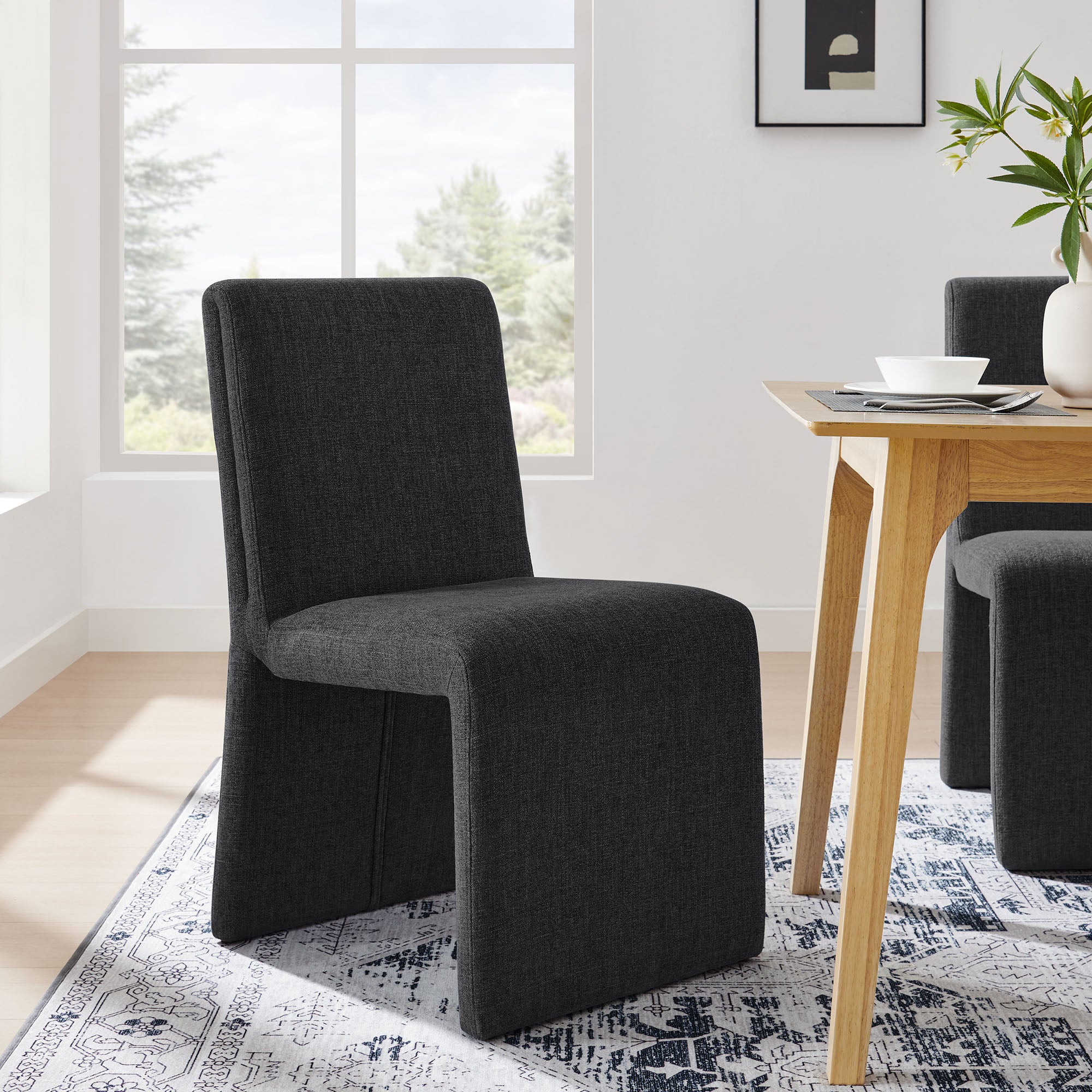 Emory Fabric Upholstered Dining Side Chair, Ebony