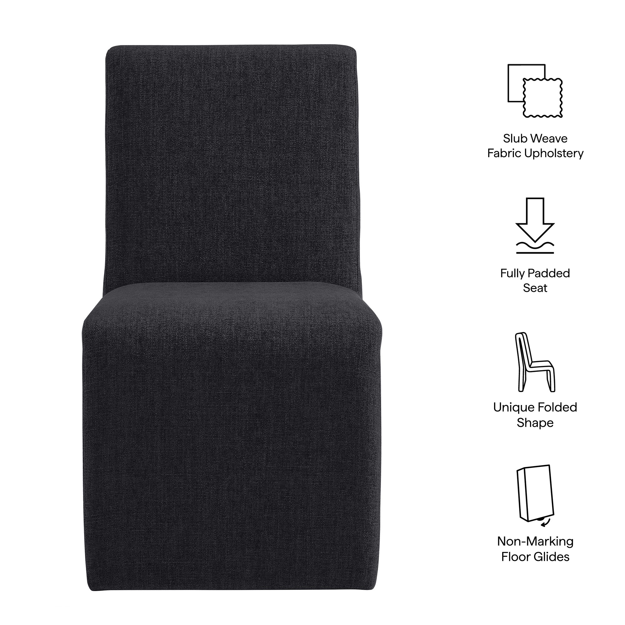 Emory Fabric Upholstered Dining Side Chair, Ebony