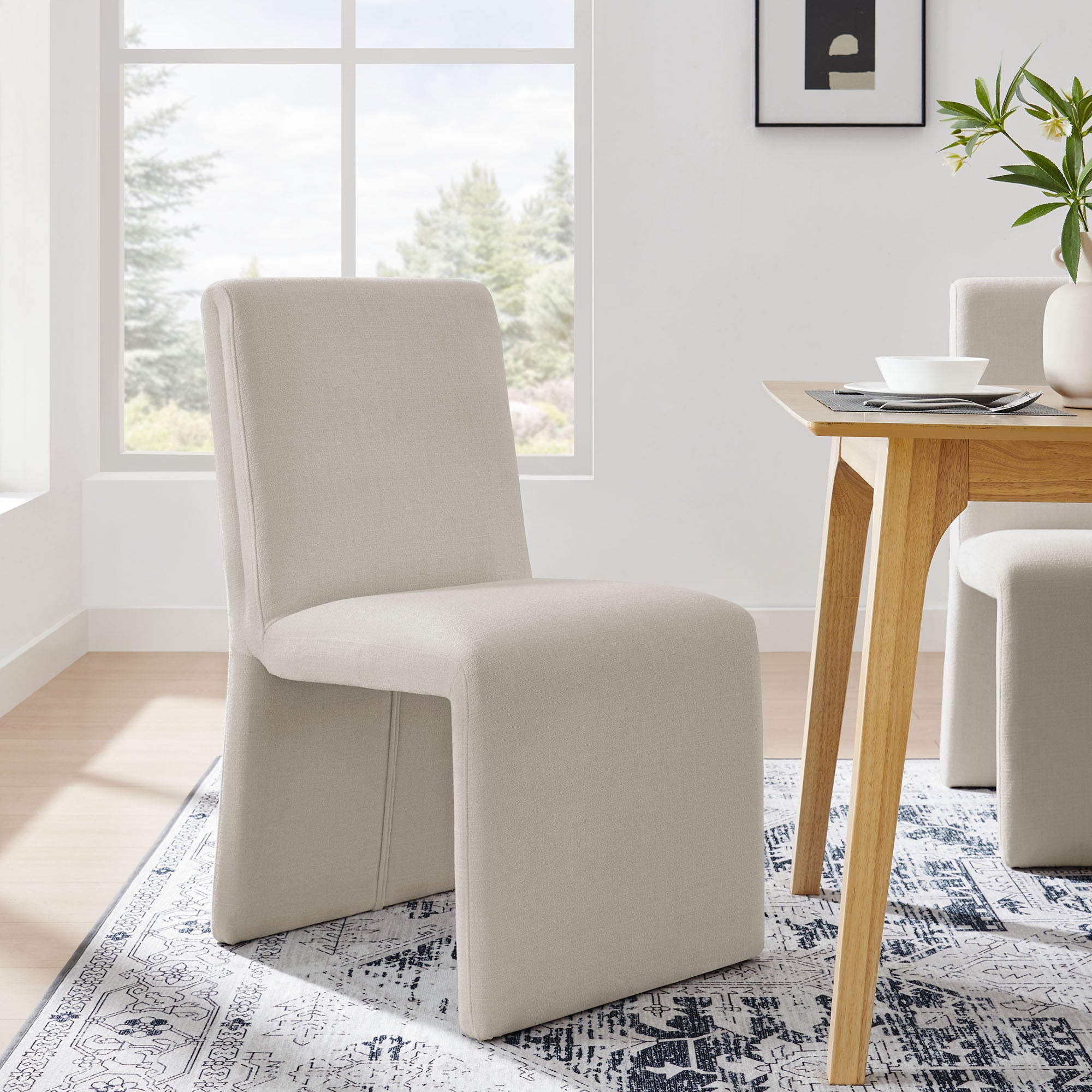 Emory Fabric Upholstered Dining Side Chair, Salt