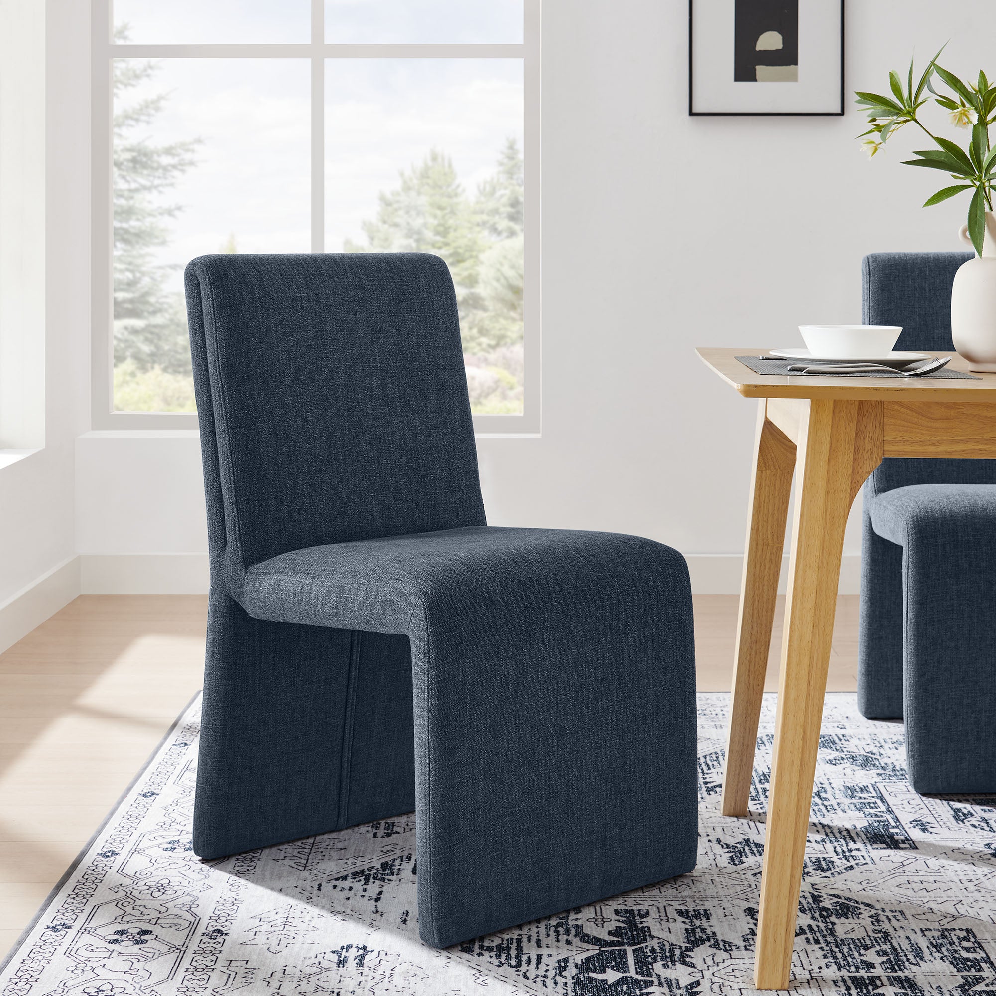 Emory Fabric Upholstered Dining Side Chair, Slate Blue