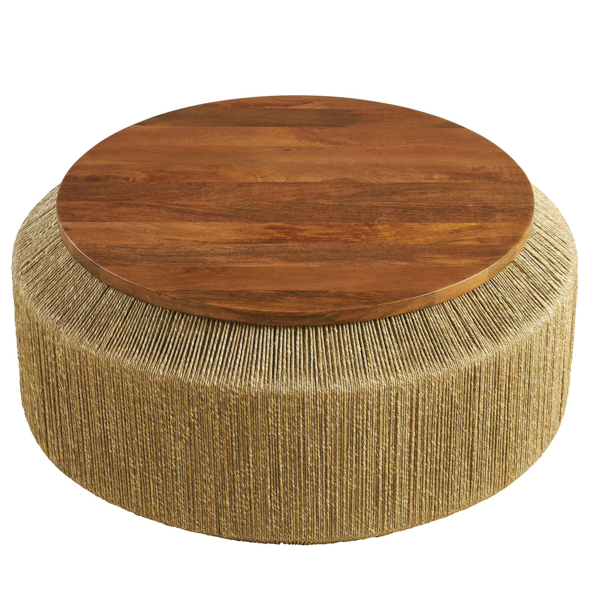 Maris Seagrass and Wood Coffee Table, Walnut Natural