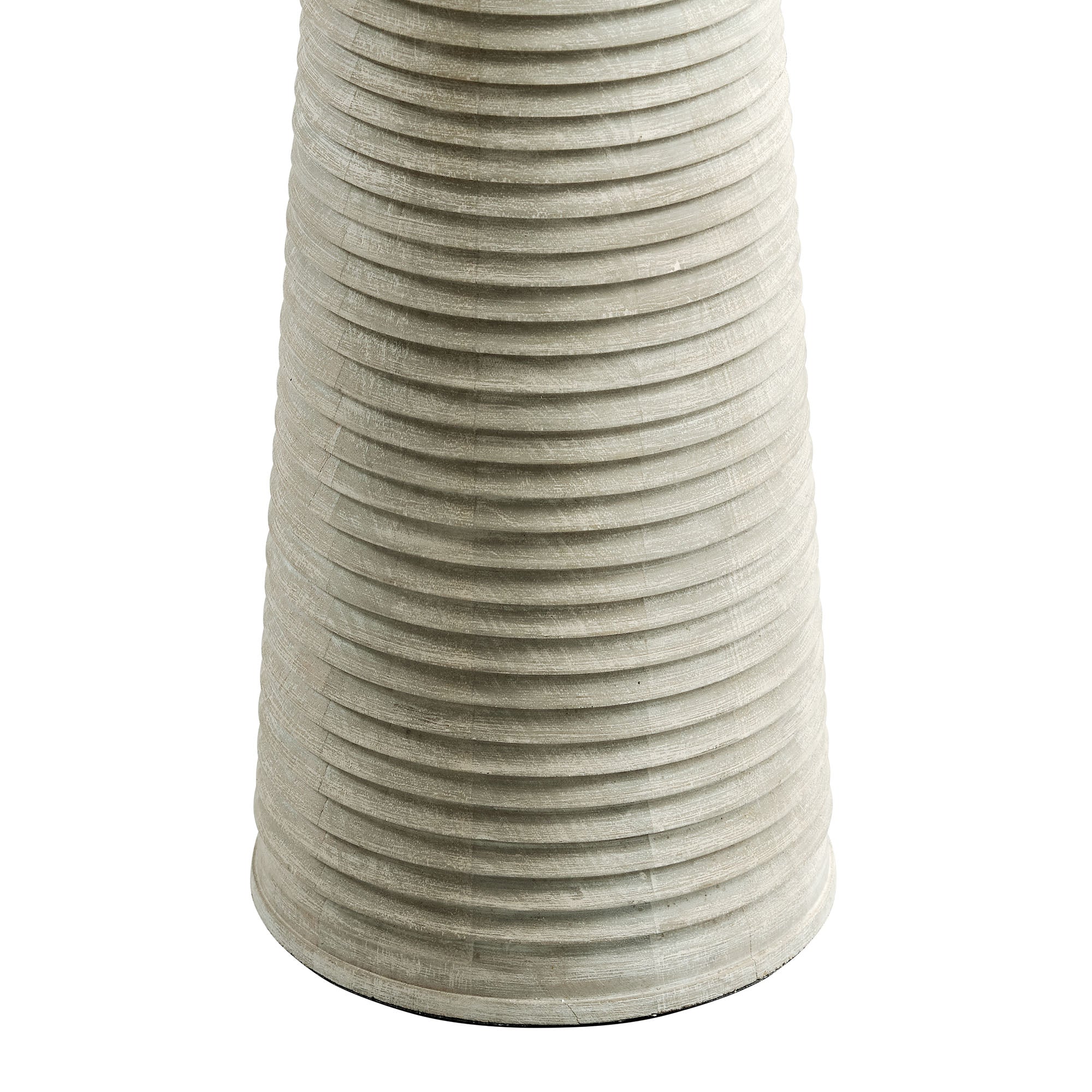 Saylor Carved Ribbed Wood Floor Lamp With Drum Shade, White Gray