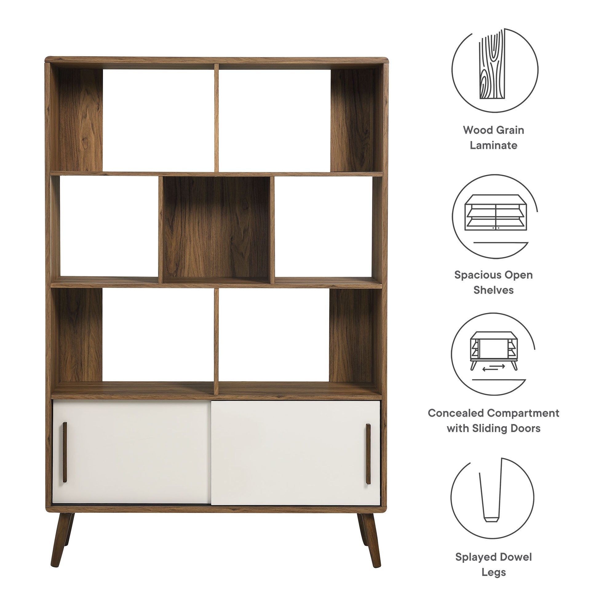 Transmit 45" Bookcase with Sliding Doors, Walnut Linen