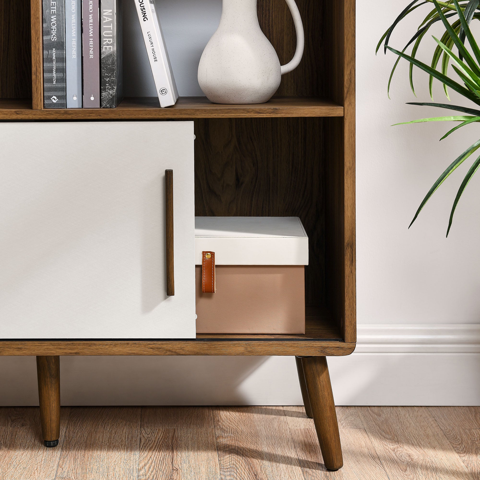 Transmit 59" Bookcase with Sliding Doors, Walnut Linen
