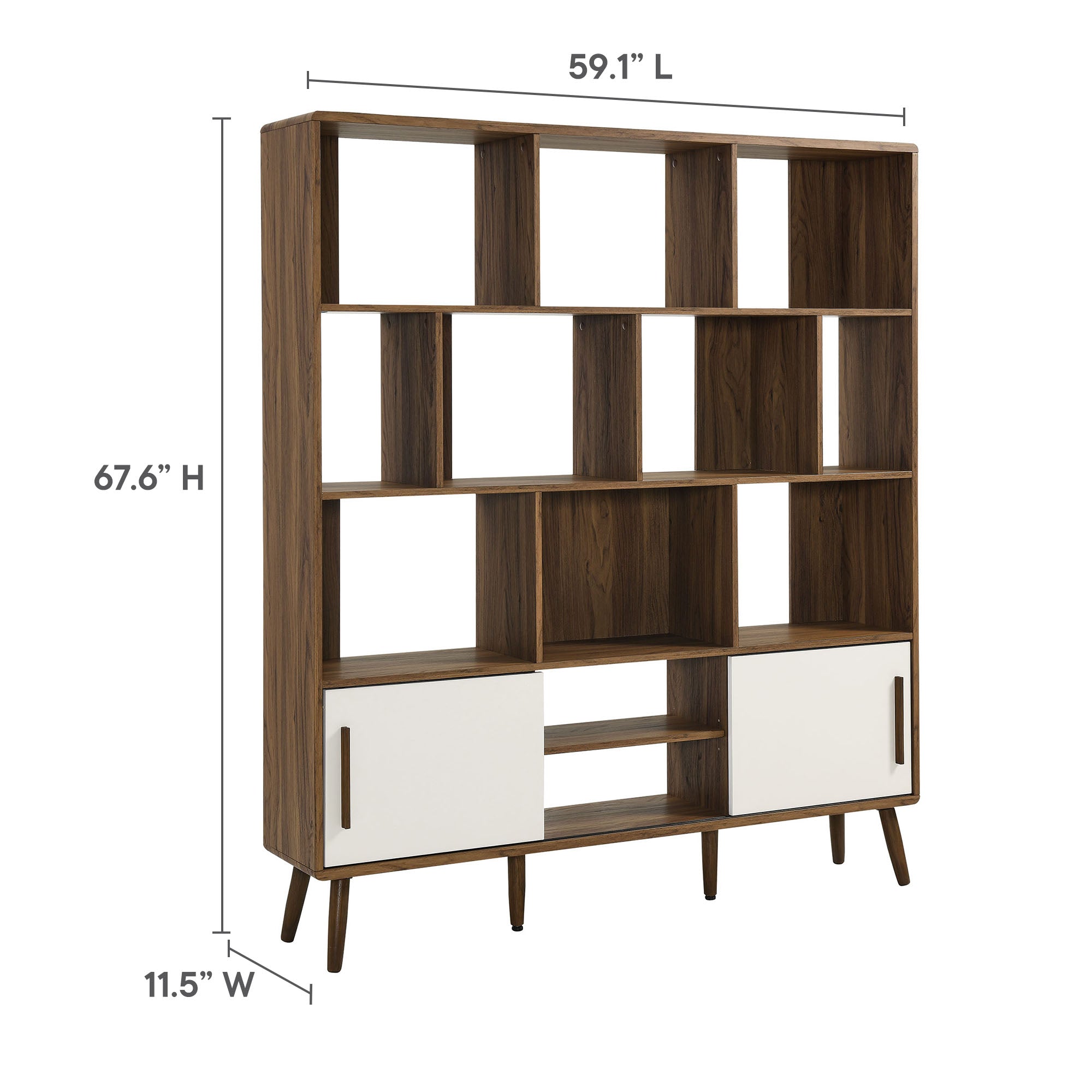 Transmit 59" Bookcase with Sliding Doors, Walnut Linen