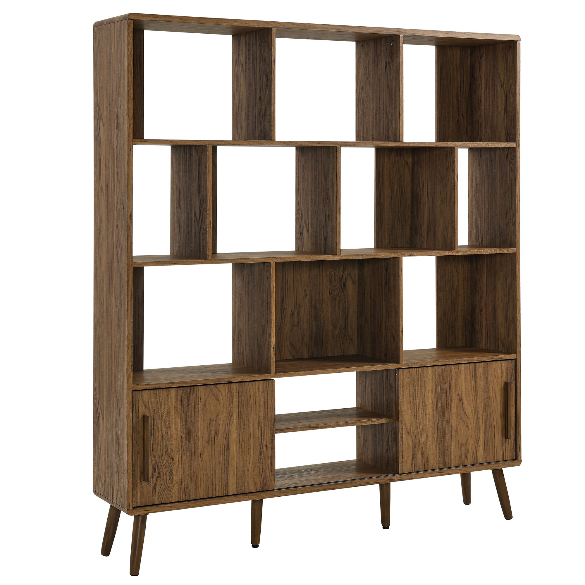 Transmit 59" Bookcase with Sliding Doors, Walnut