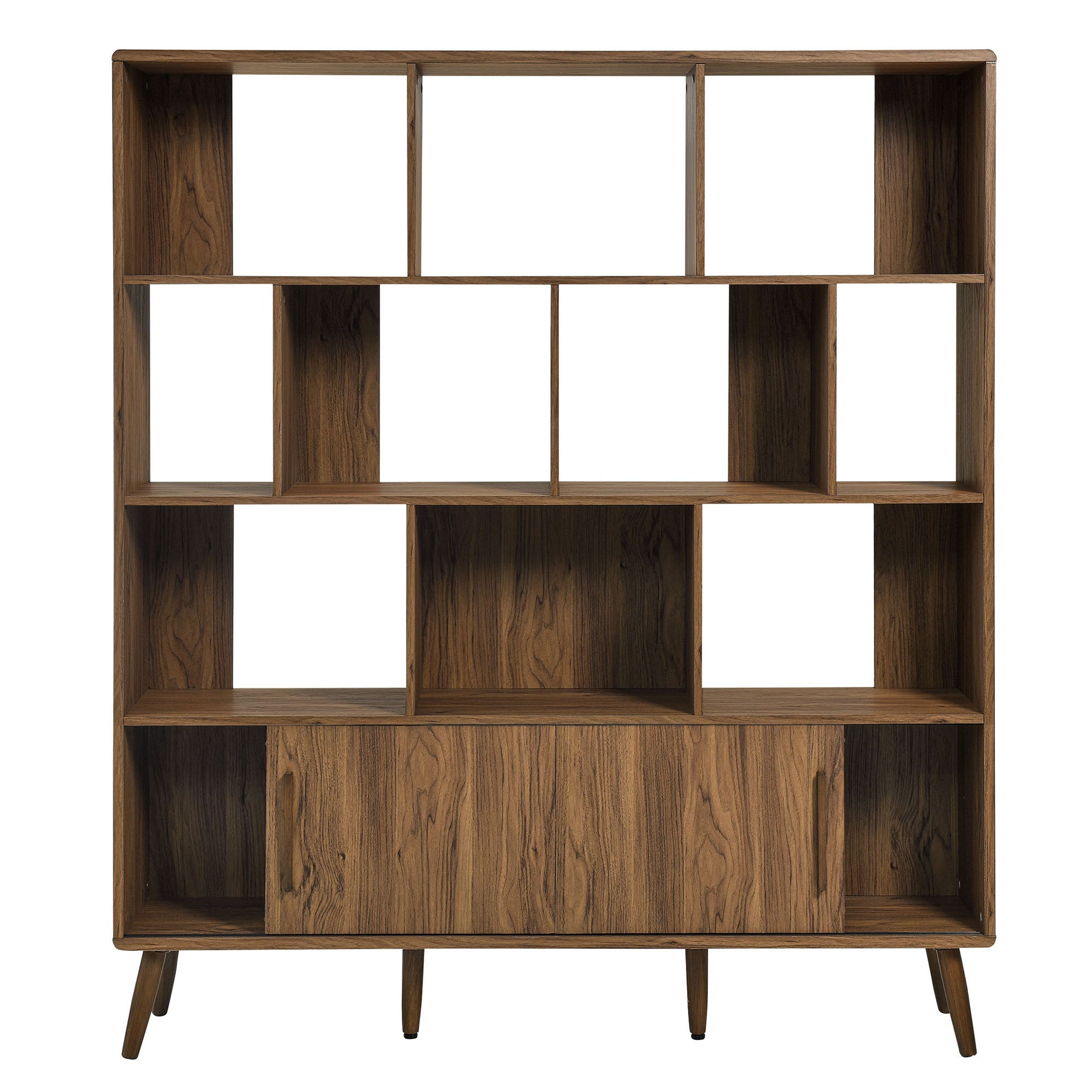 Transmit 59" Bookcase with Sliding Doors, Walnut