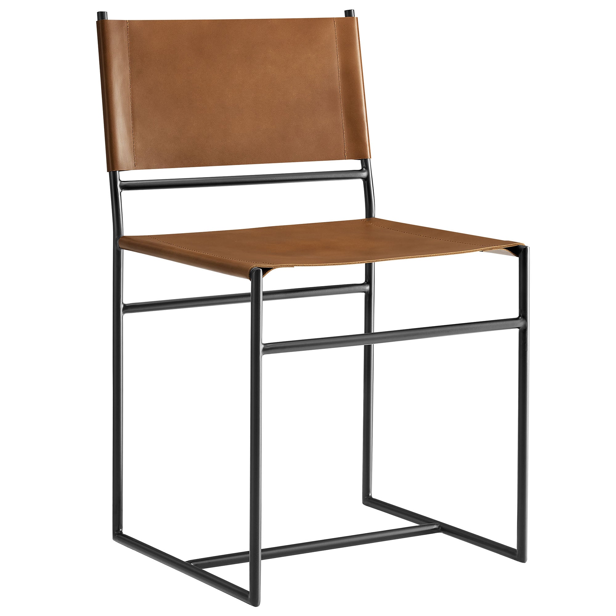 Thatcher Leather and Metal Dining Chair, Tan