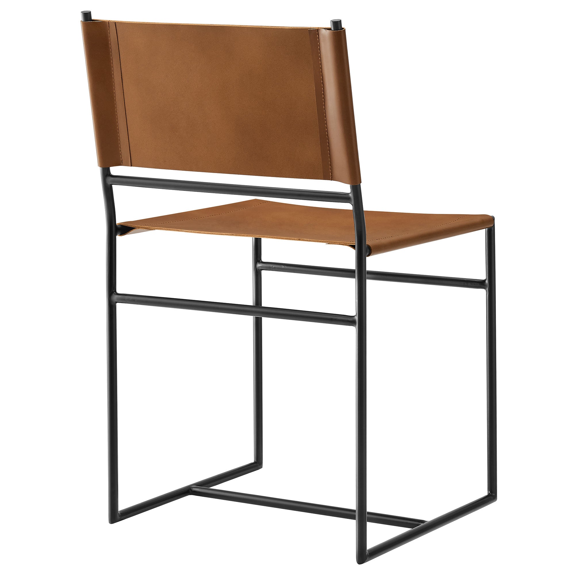 Thatcher Leather and Metal Dining Chair, Tan