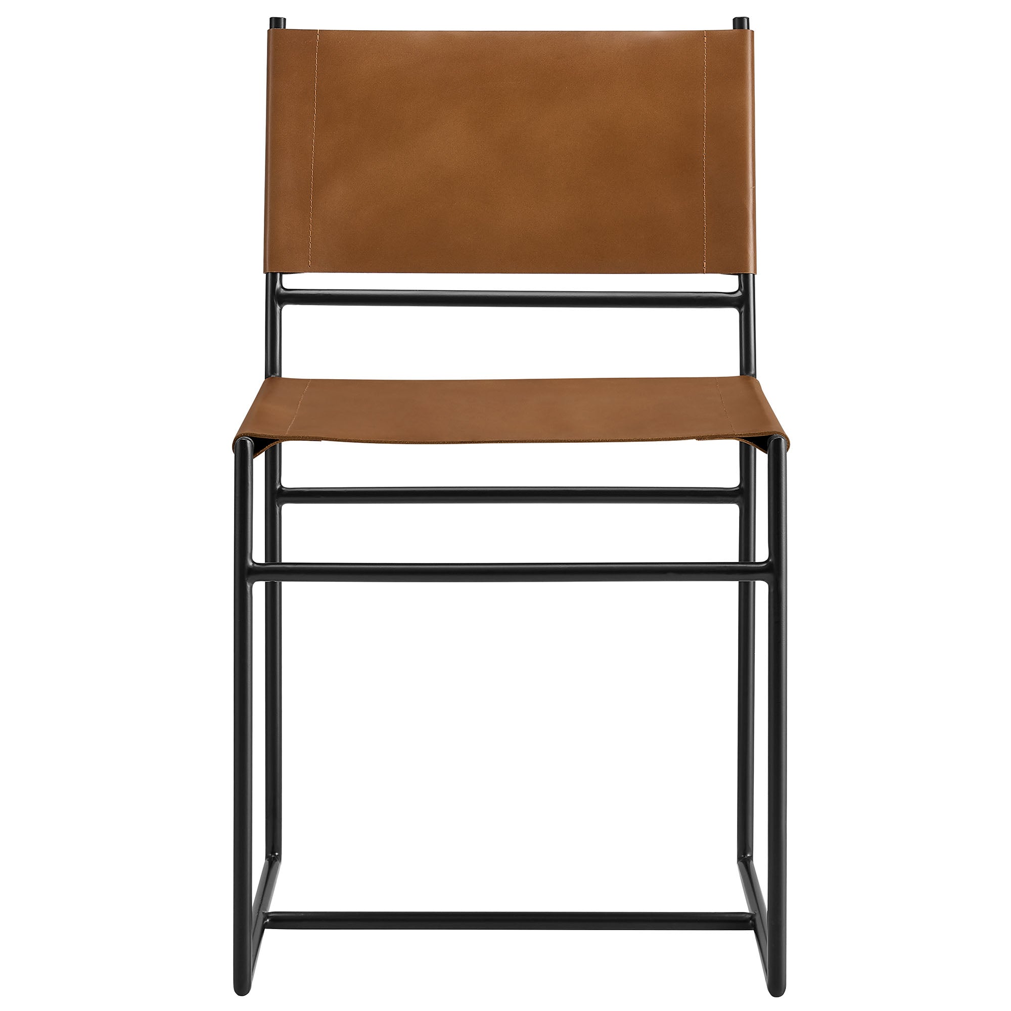 Thatcher Leather and Metal Dining Chair, Tan