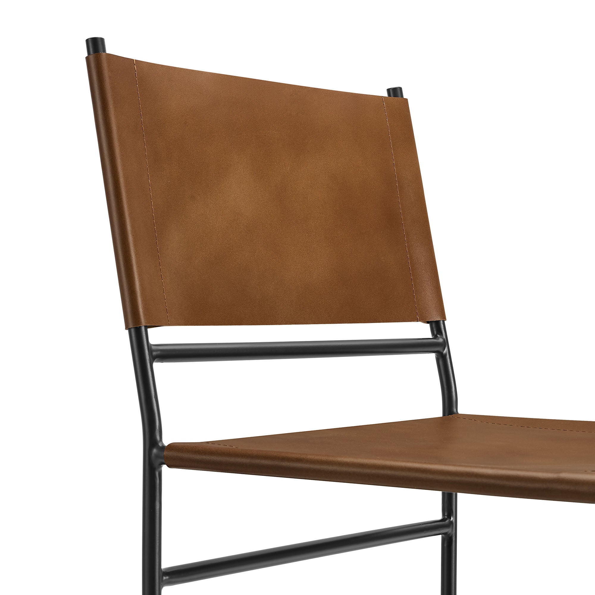 Thatcher Leather and Metal Dining Chair, Tan