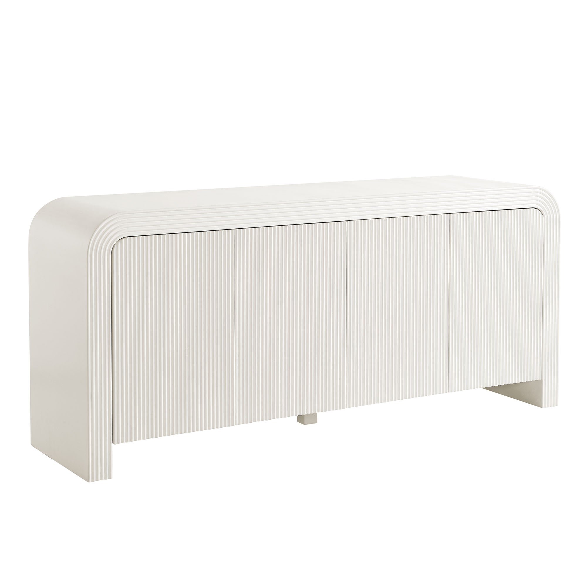 Waterflute 70" Fluted Sideboard Cabinet, White Matte