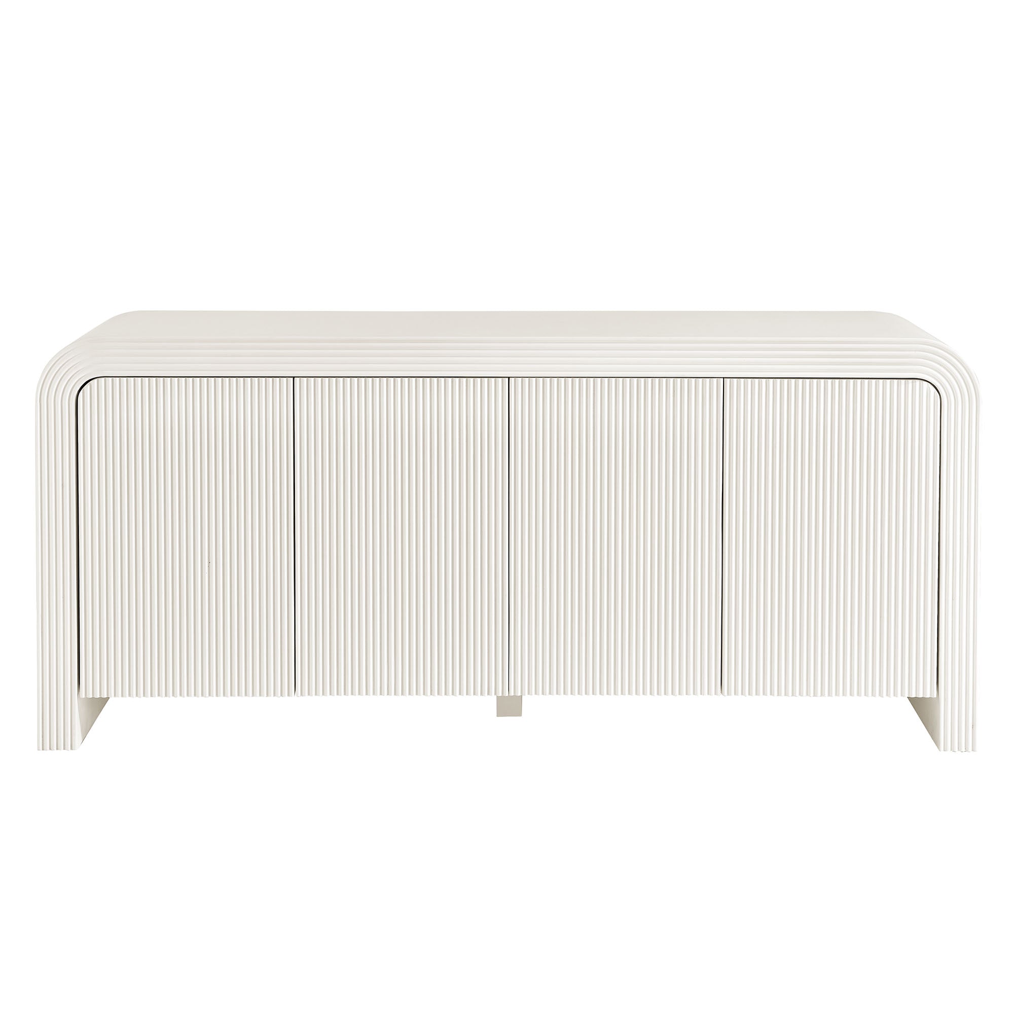 Waterflute 70" Fluted Sideboard Cabinet, White Matte