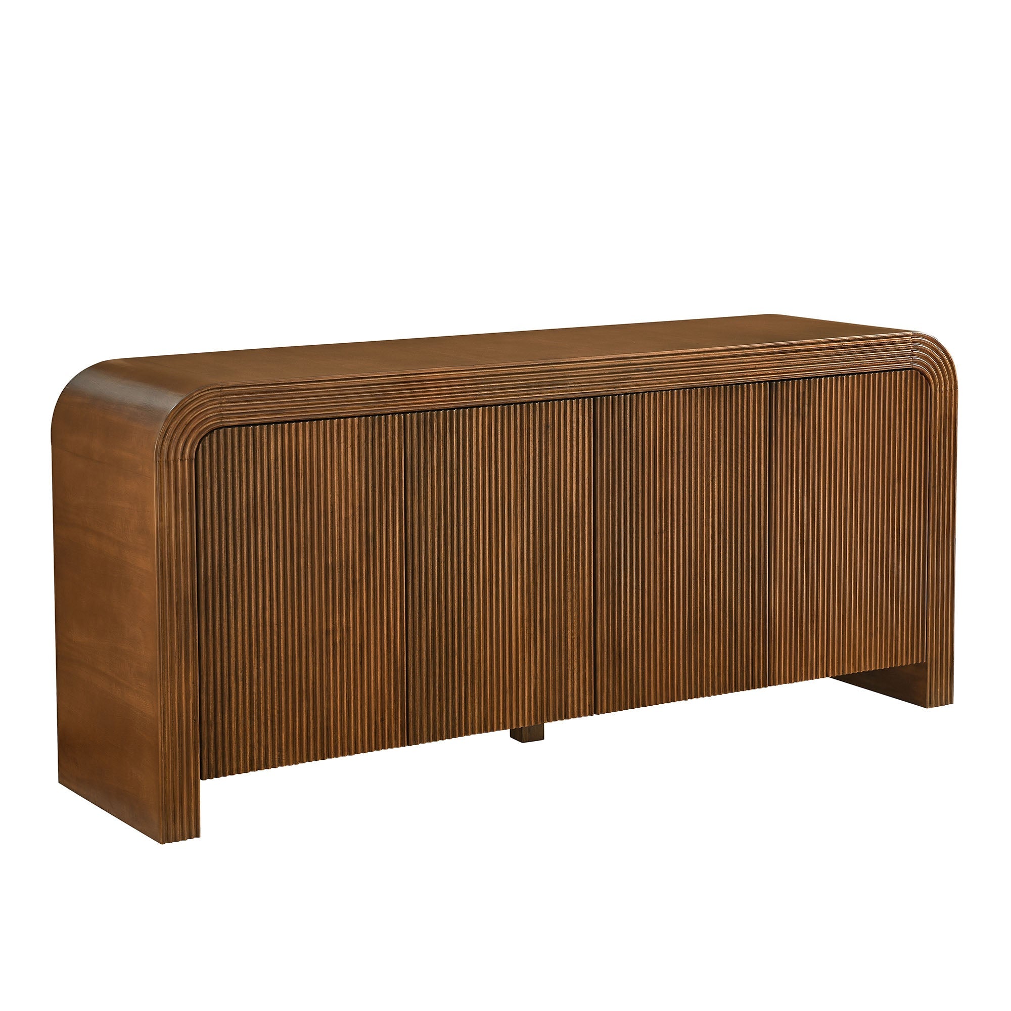 Waterflute 70" Fluted Sideboard Cabinet, Walnut