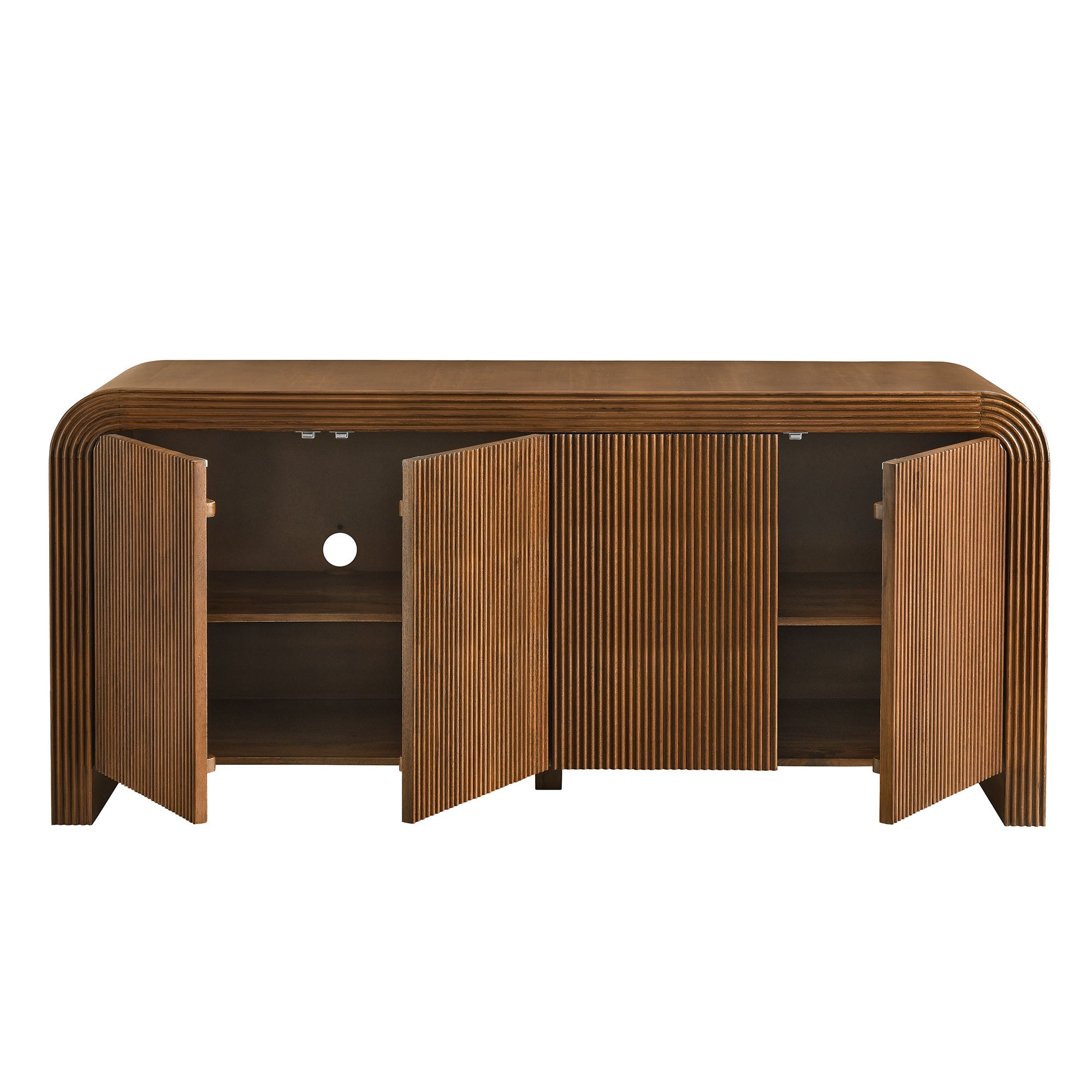 Waterflute 70" Fluted Sideboard Cabinet, Walnut