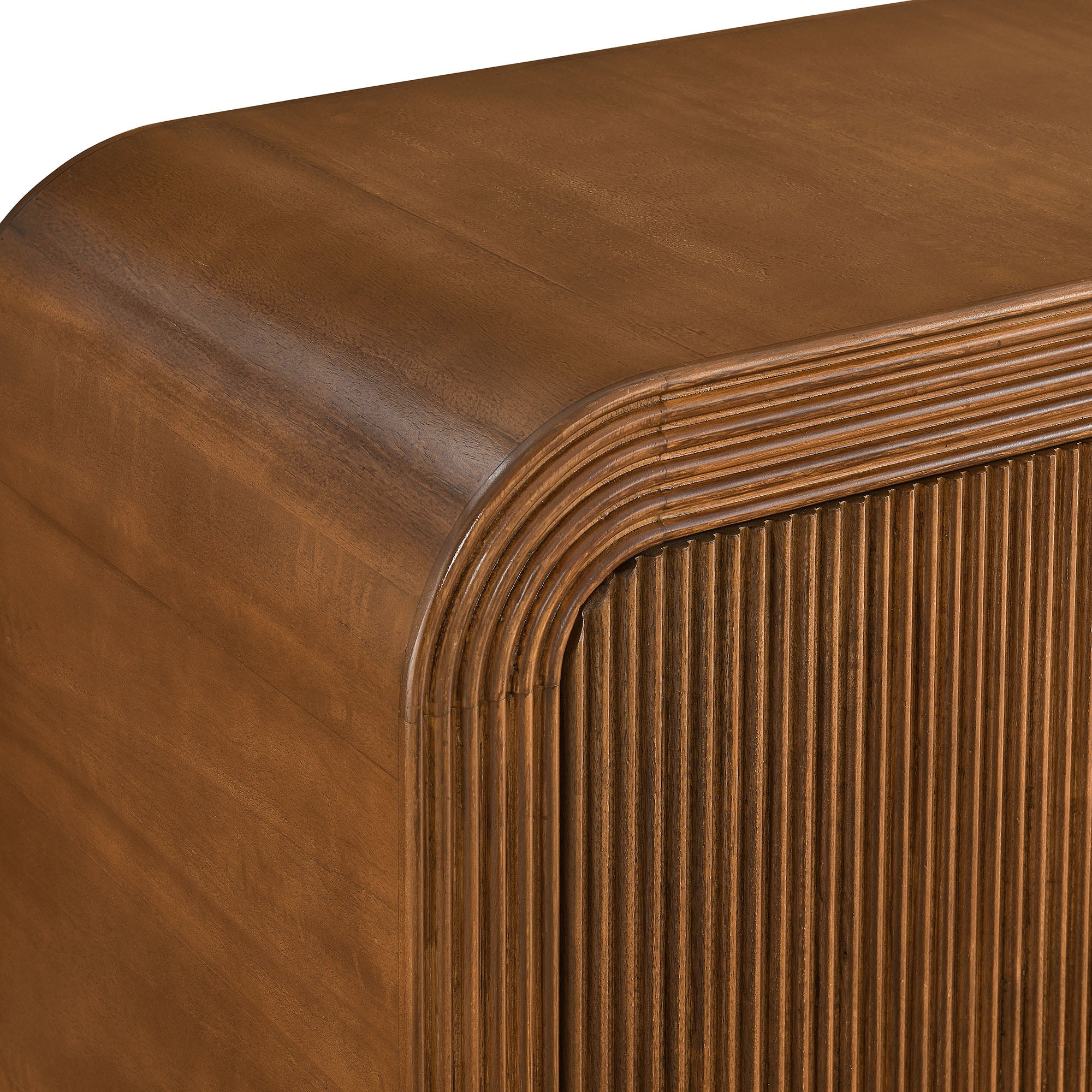 Waterflute 70" Fluted Sideboard Cabinet, Walnut
