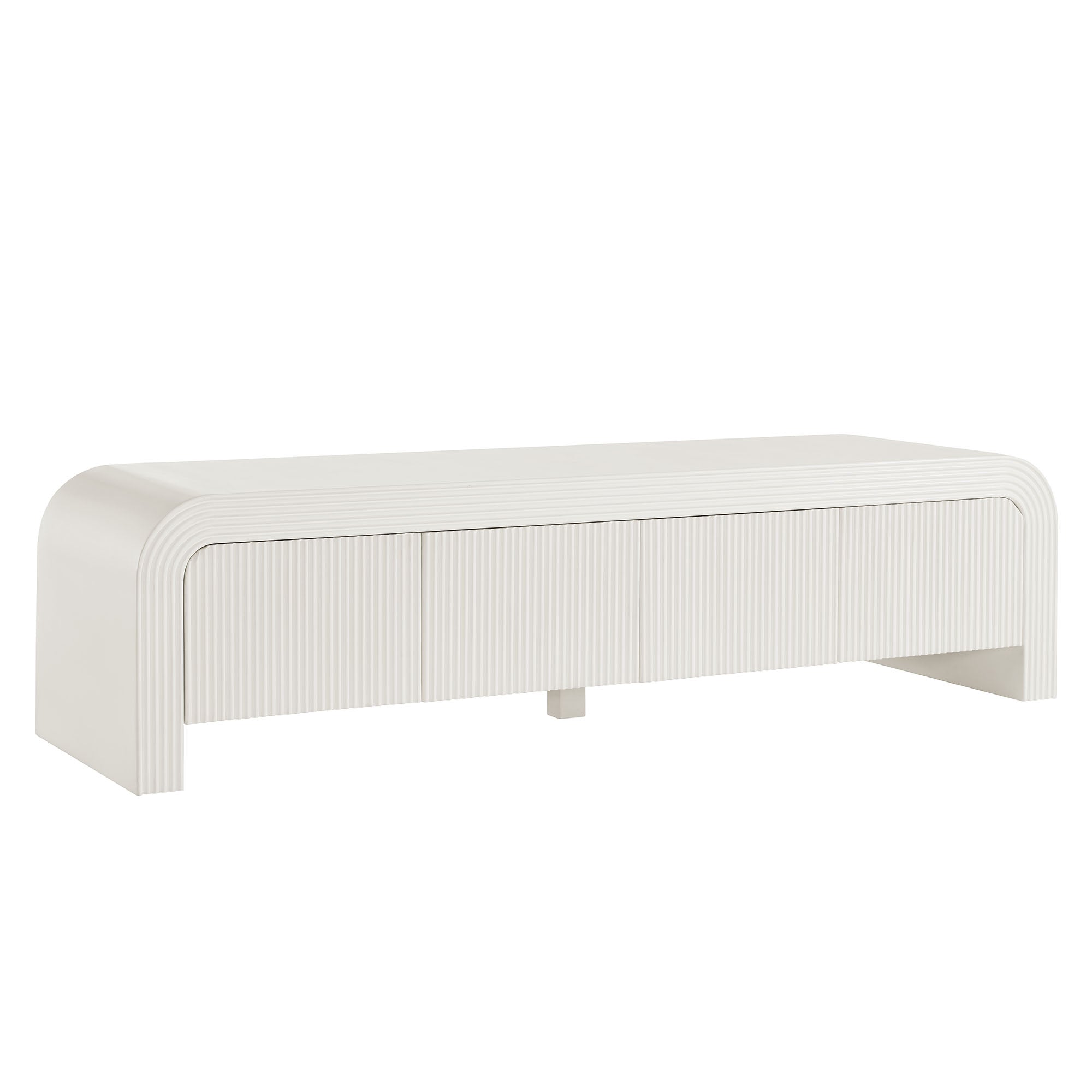 Waterflute 68" Fluted TV Stand, White Matte