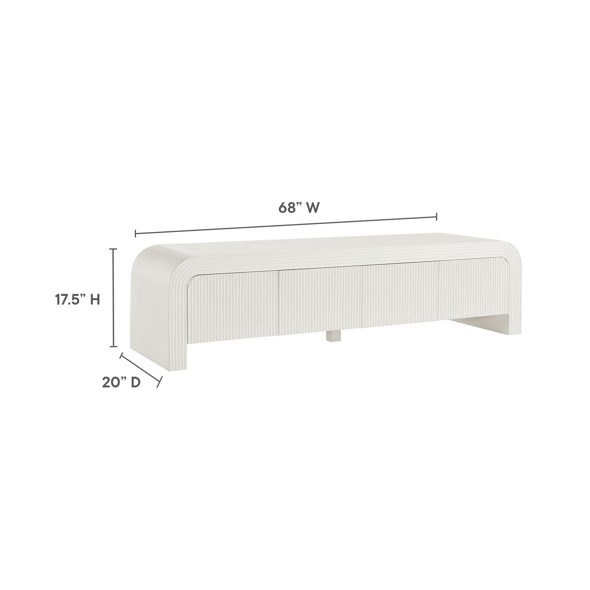 Waterflute 68" Fluted TV Stand, White Matte