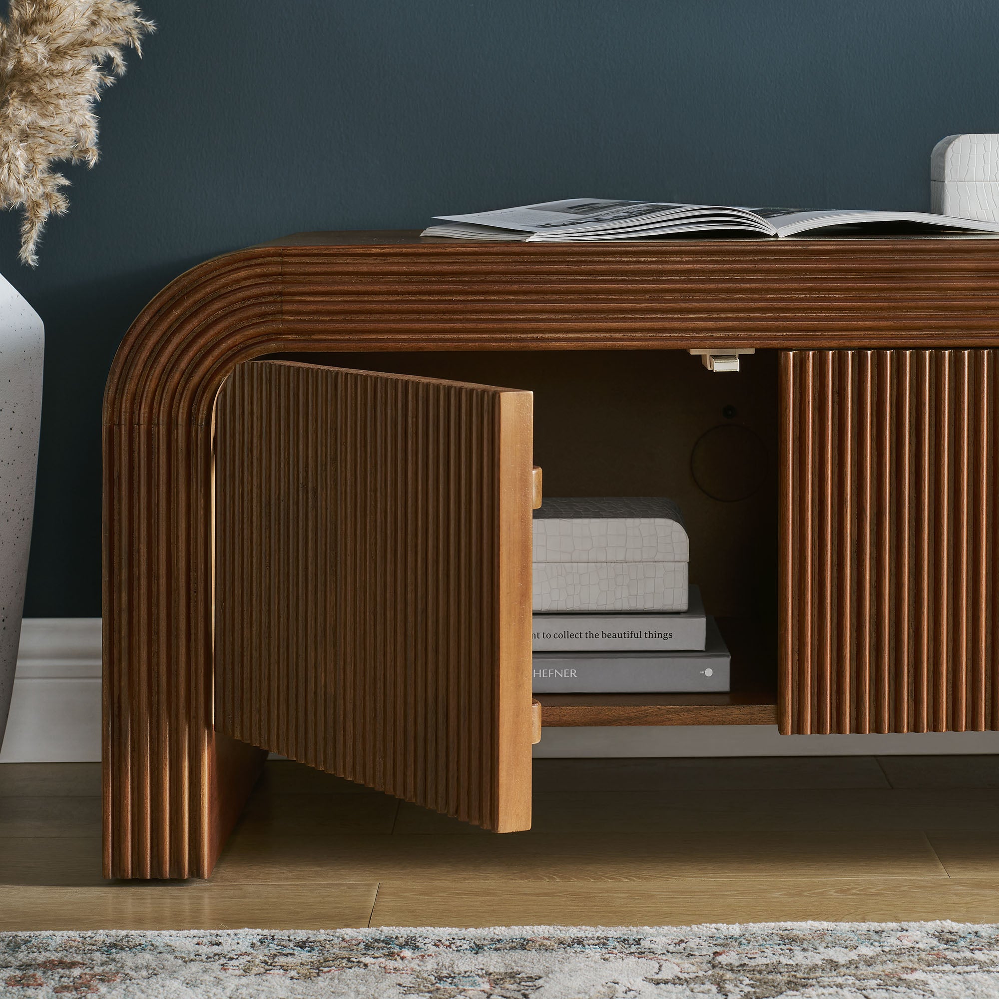 Waterflute 68" Fluted TV Stand, Walnut