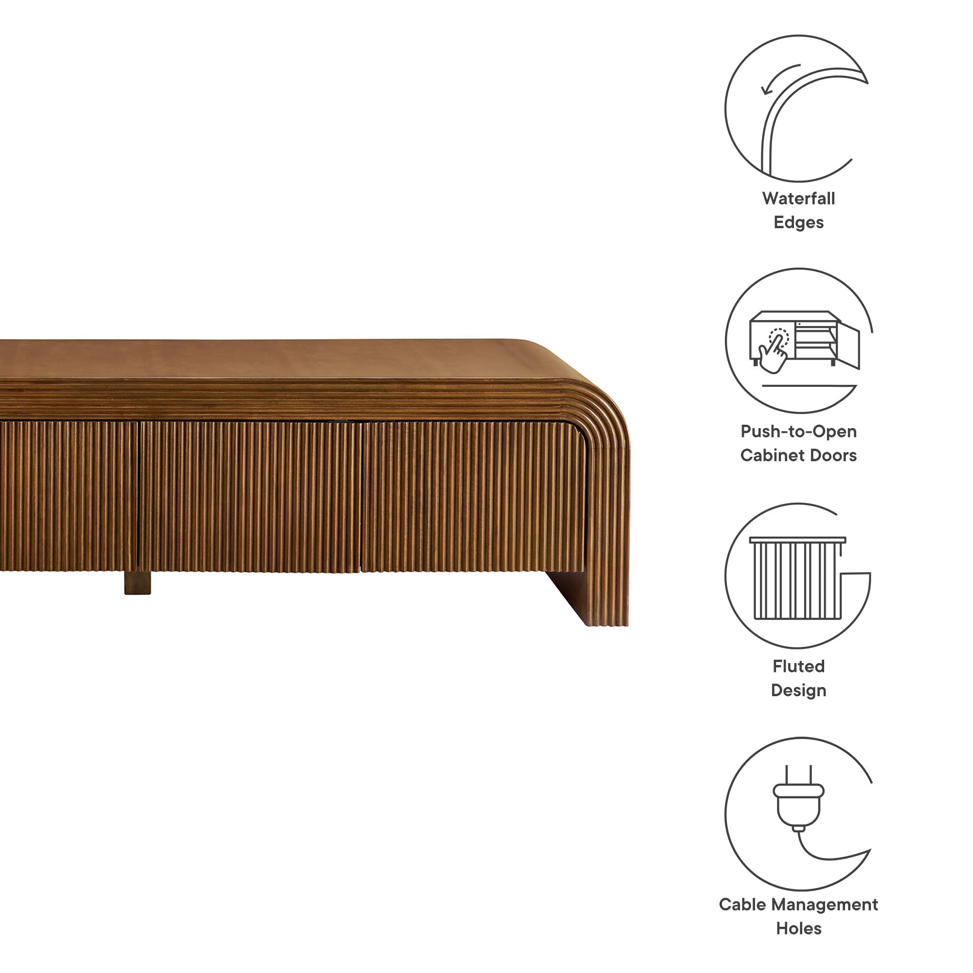 Waterflute 68" Fluted TV Stand, Walnut