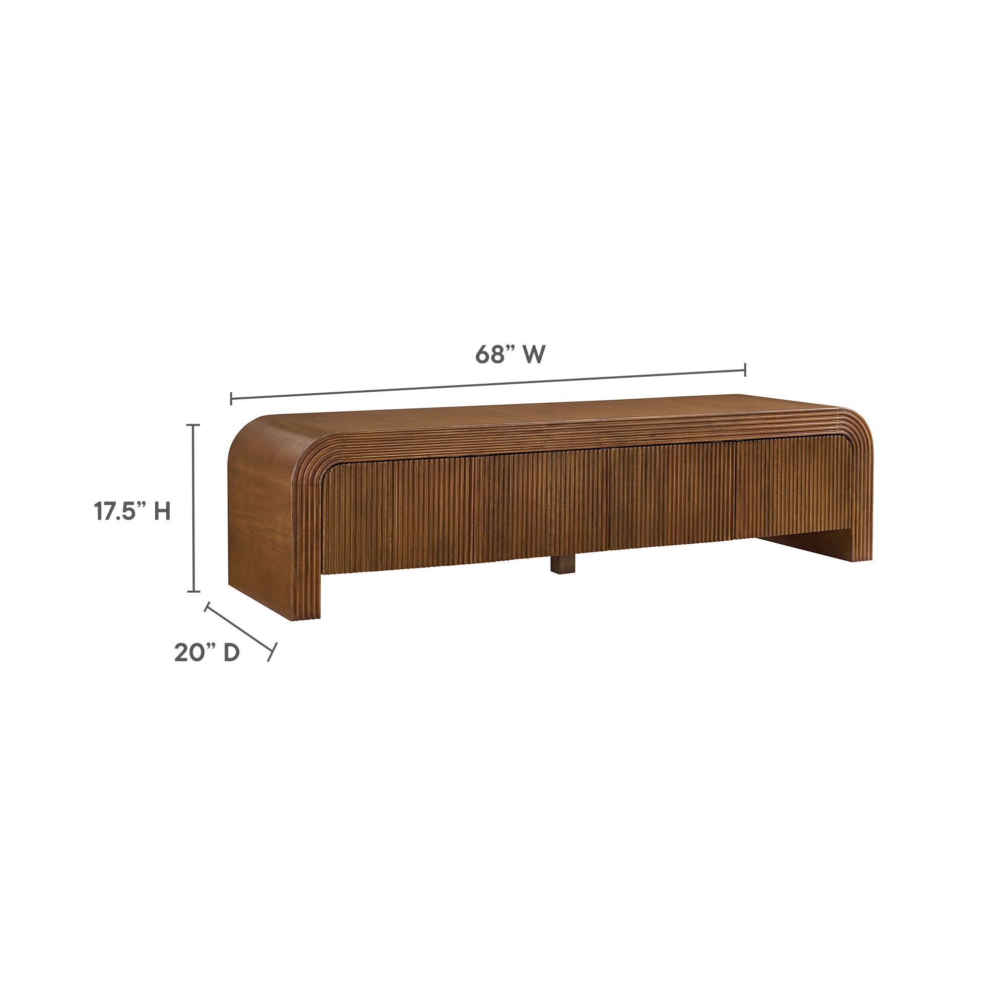 Waterflute 68" Fluted TV Stand, Walnut