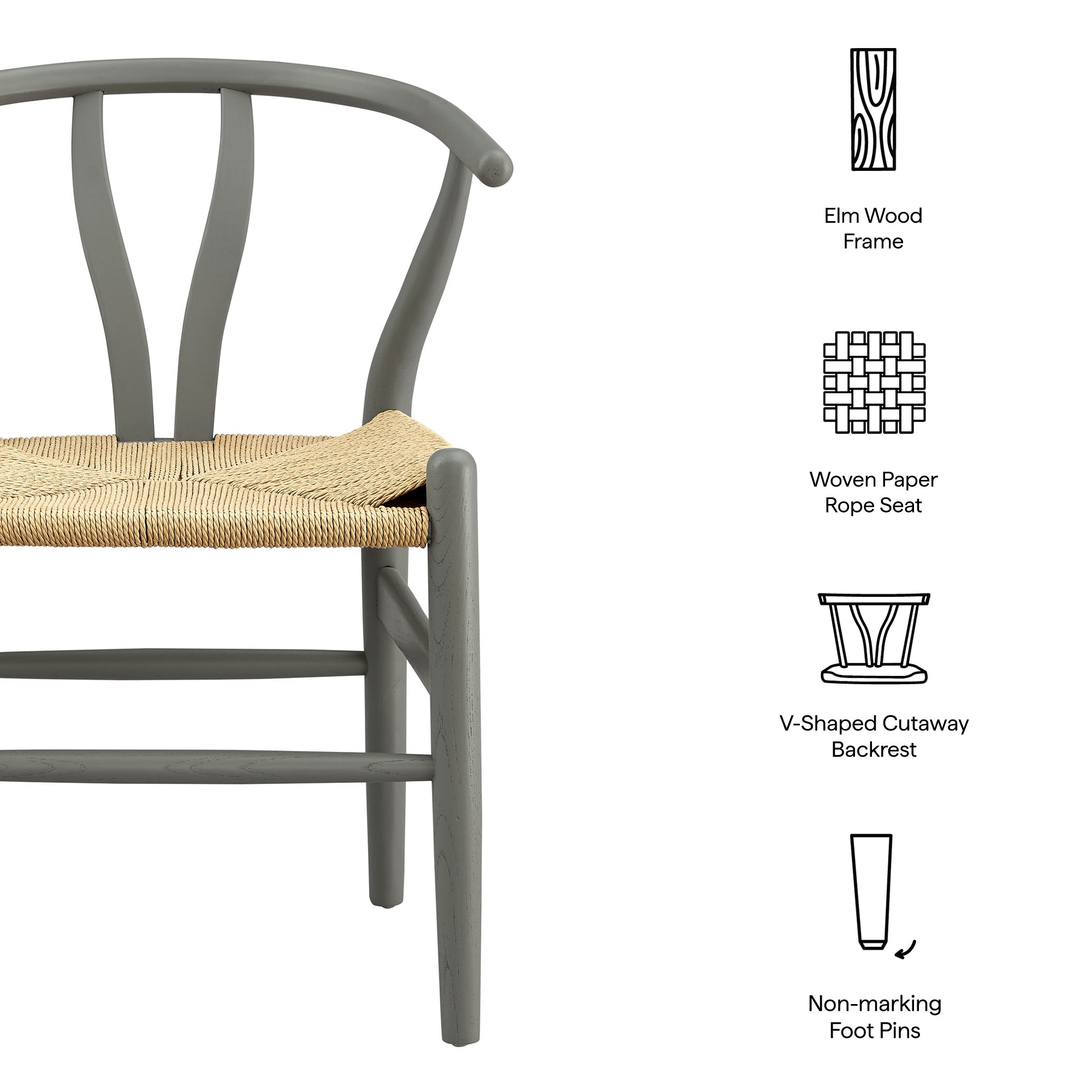 Amish 29" Wood Dining Chair, Light Gray
