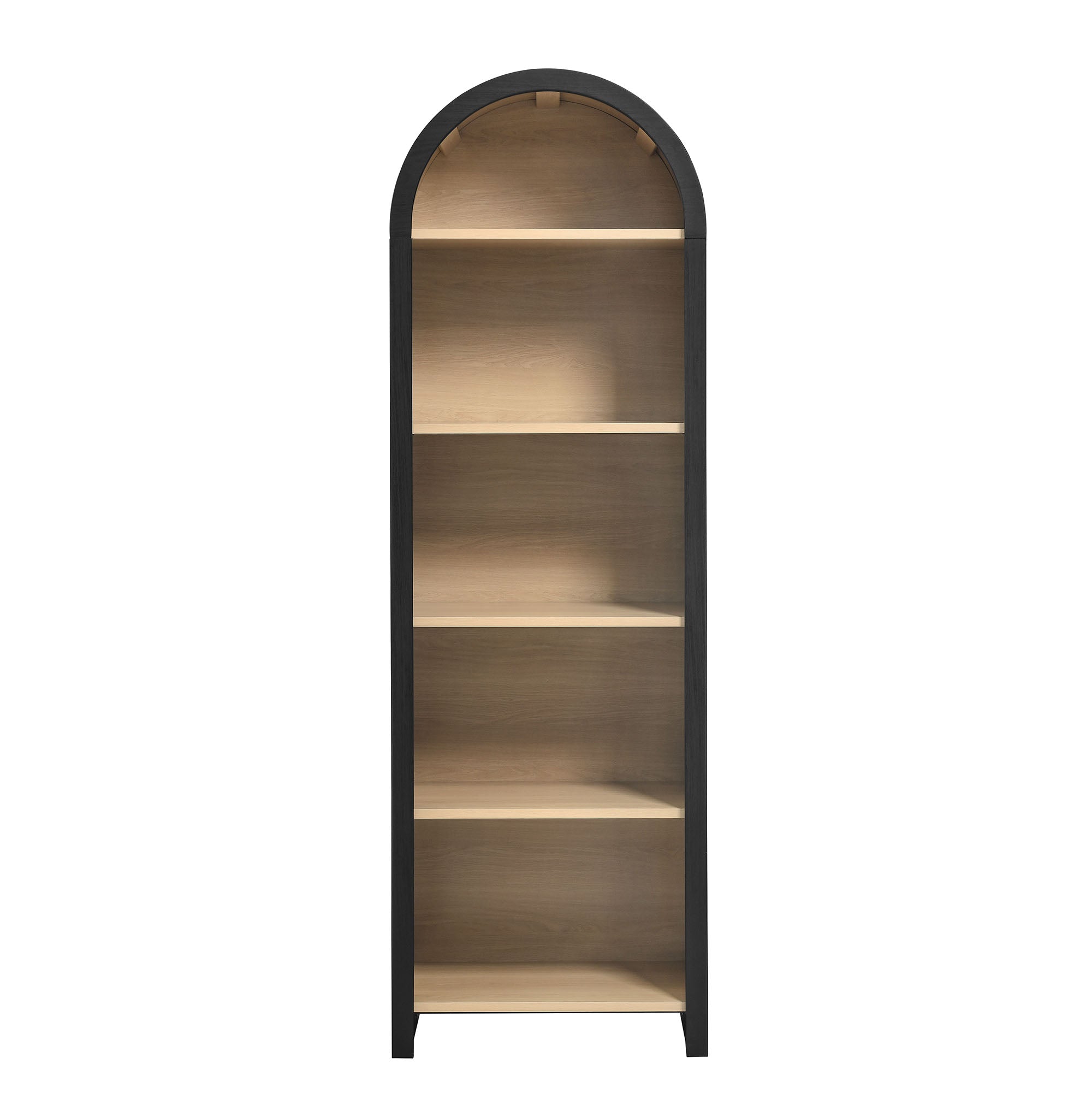 Evie Arched Narrow Bookcase Display Cabinet, Black