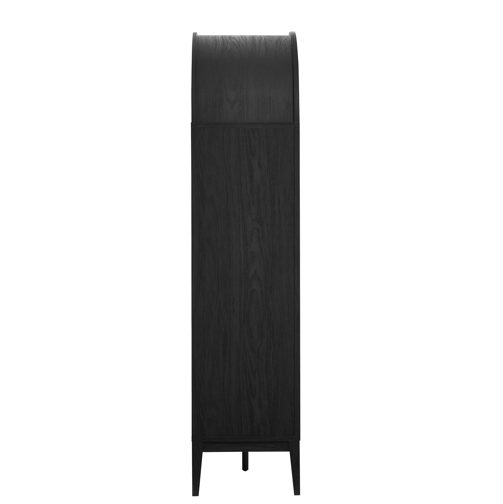 Nolan Arched Bar Cabinet, Black Oak