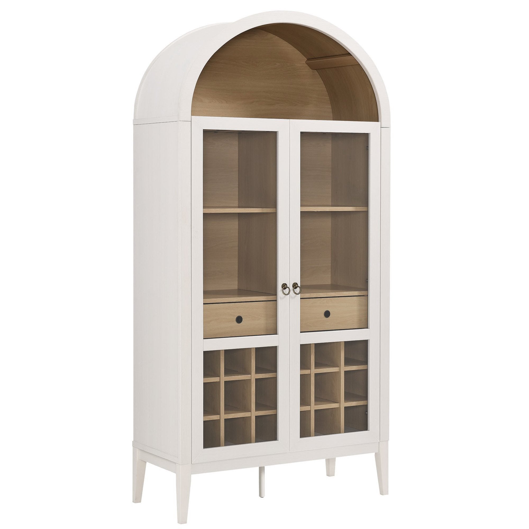Nolan Arched Bar Cabinet, Ivory Oak