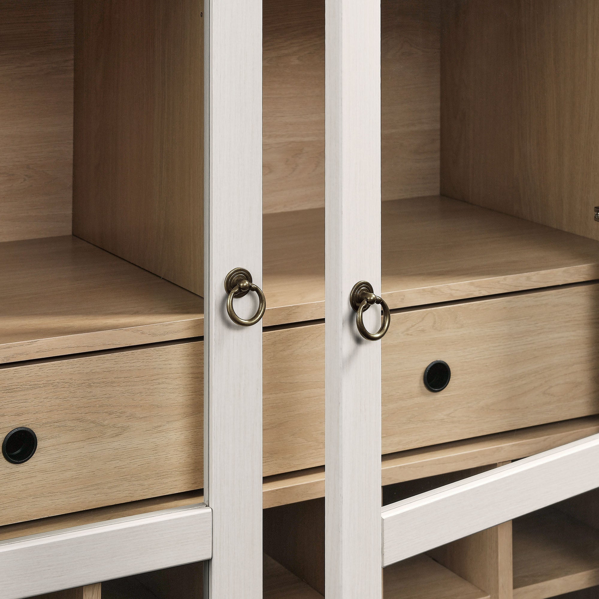 Nolan Arched Bar Cabinet, Ivory Oak