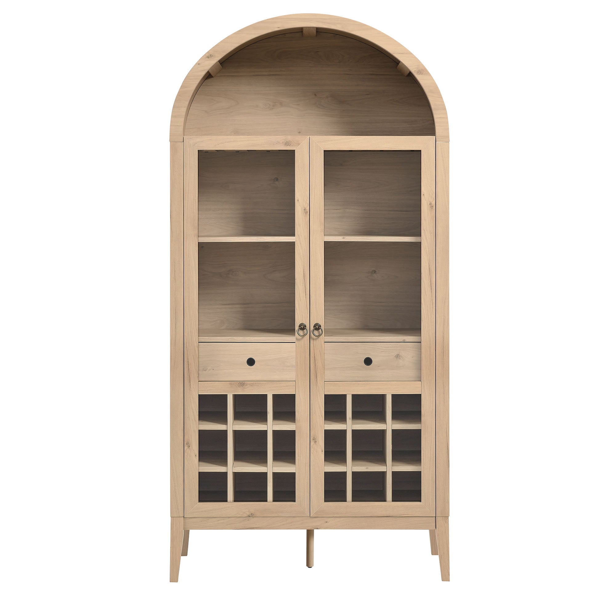 Nolan Arched Bar Cabinet, Light Oak