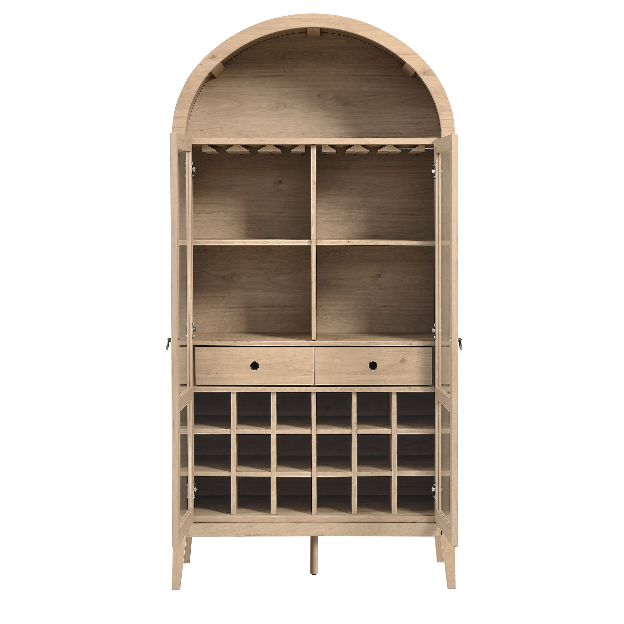 Nolan Arched Bar Cabinet, Light Oak