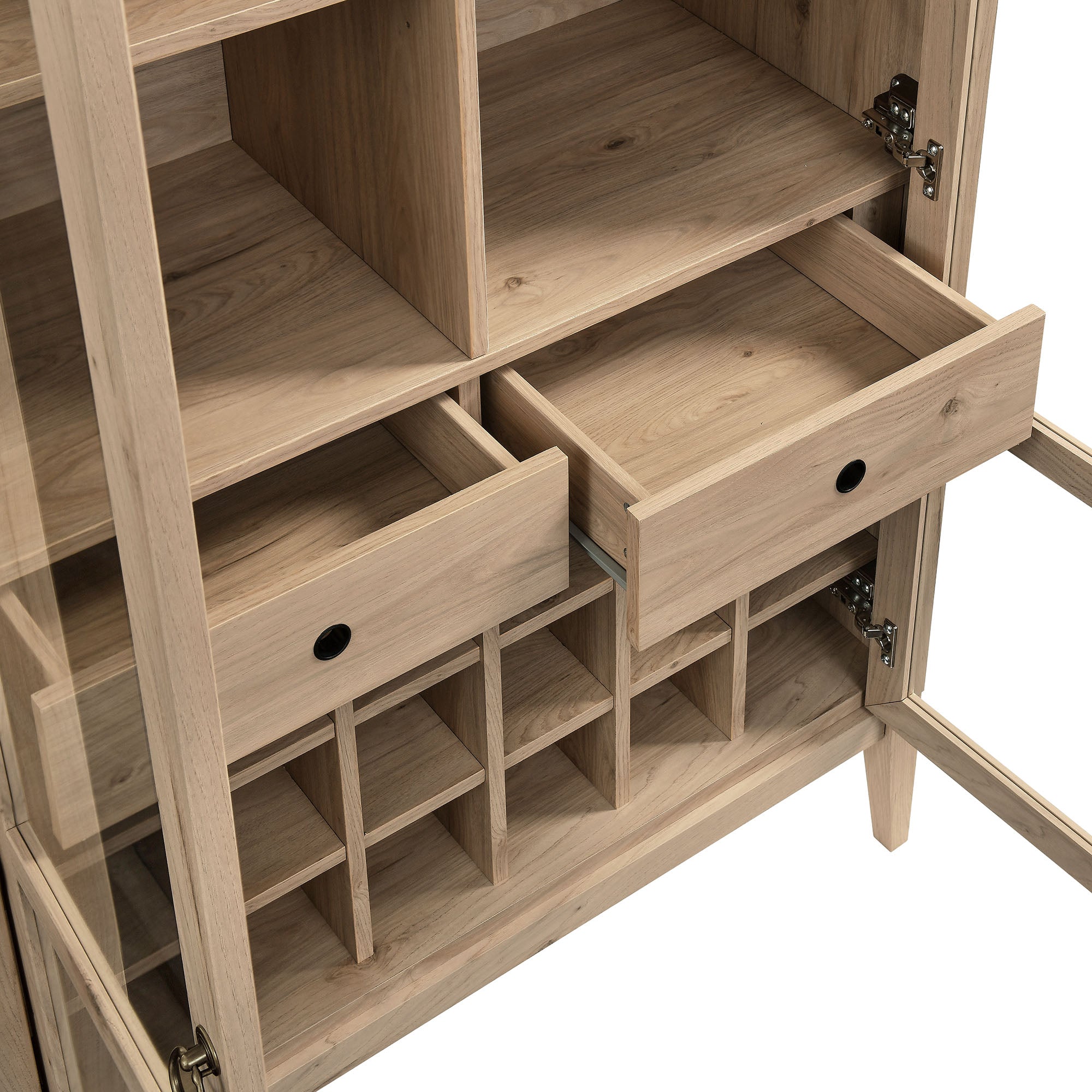 Nolan Arched Bar Cabinet, Light Oak