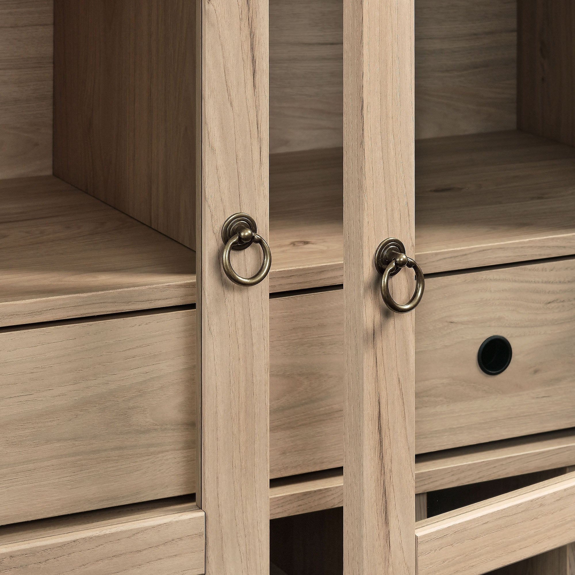Nolan Arched Bar Cabinet, Light Oak